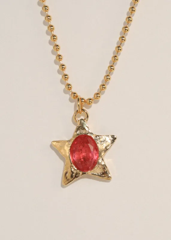 Archive Star Pacha Necklace in Gold - Pink made by Mondo Mondo