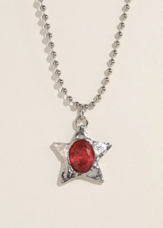 Archive Star Pacha Necklace in Silver - Pink made by Mondo Mondo