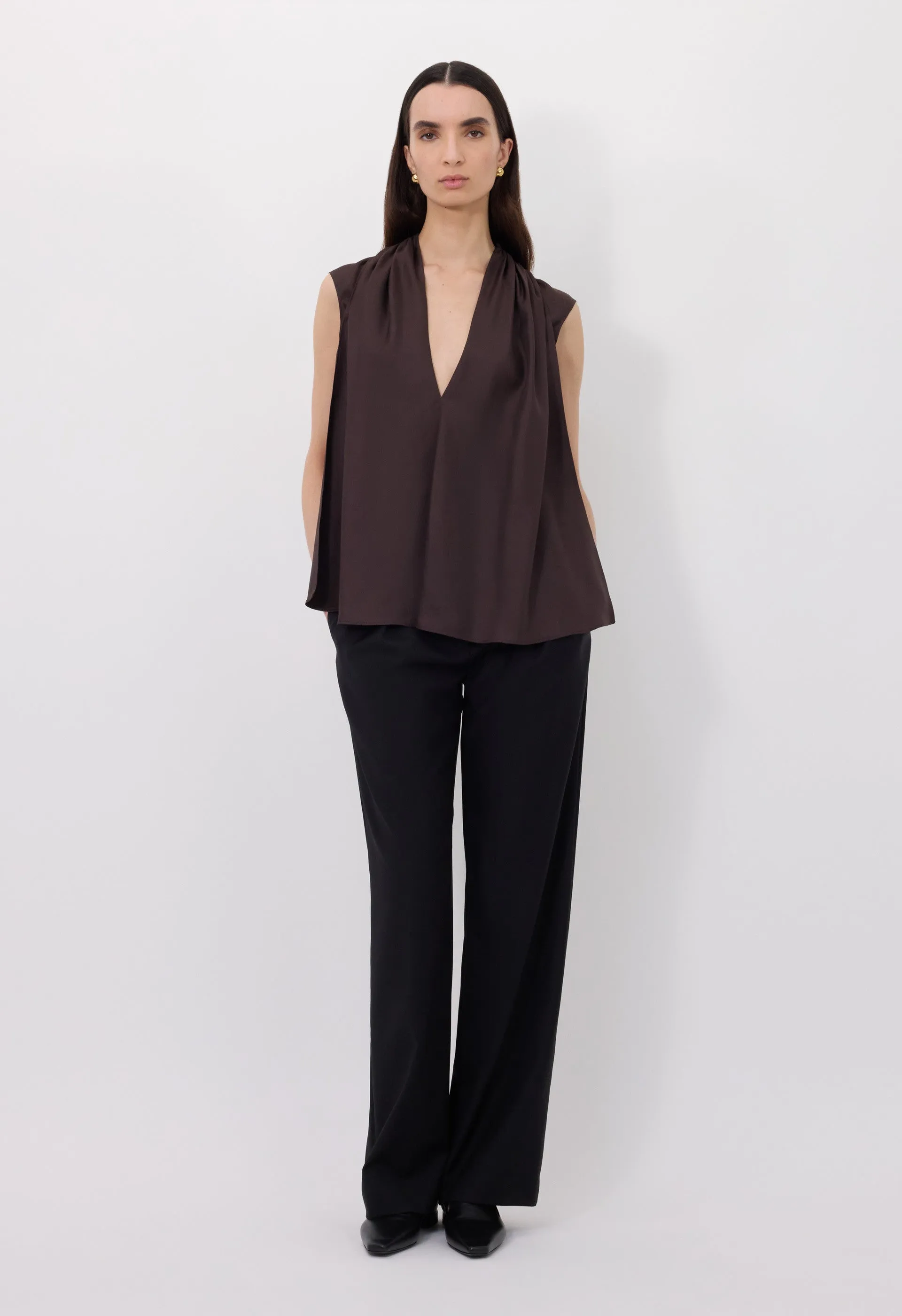 SADE Sleeveless silk top sold by Loulou De Saison