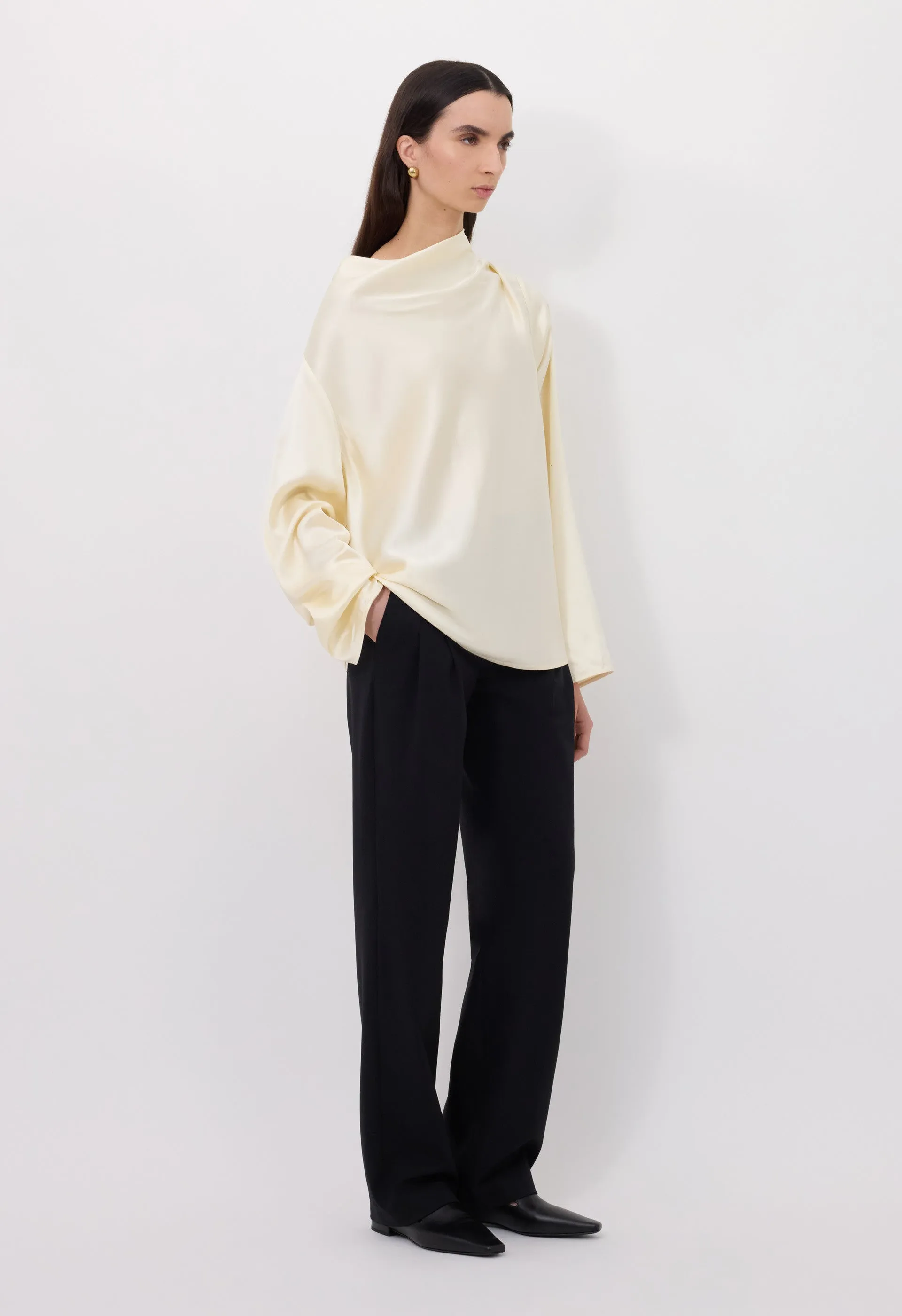 RIDDY Draped satin blouse sold by Loulou De Saison product image thumbnail 3