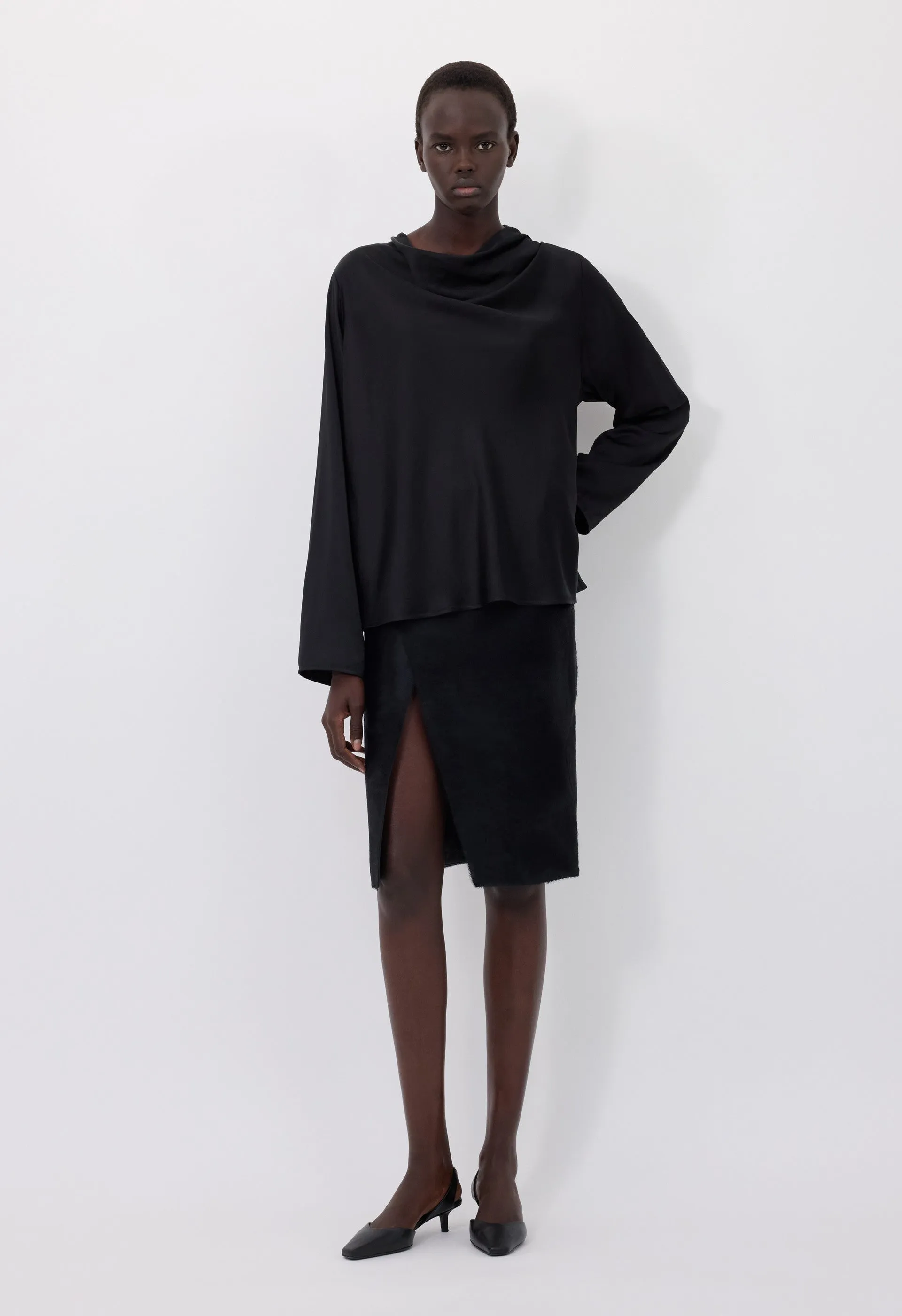 RIDDY Draped satin blouse sold by Loulou De Saison