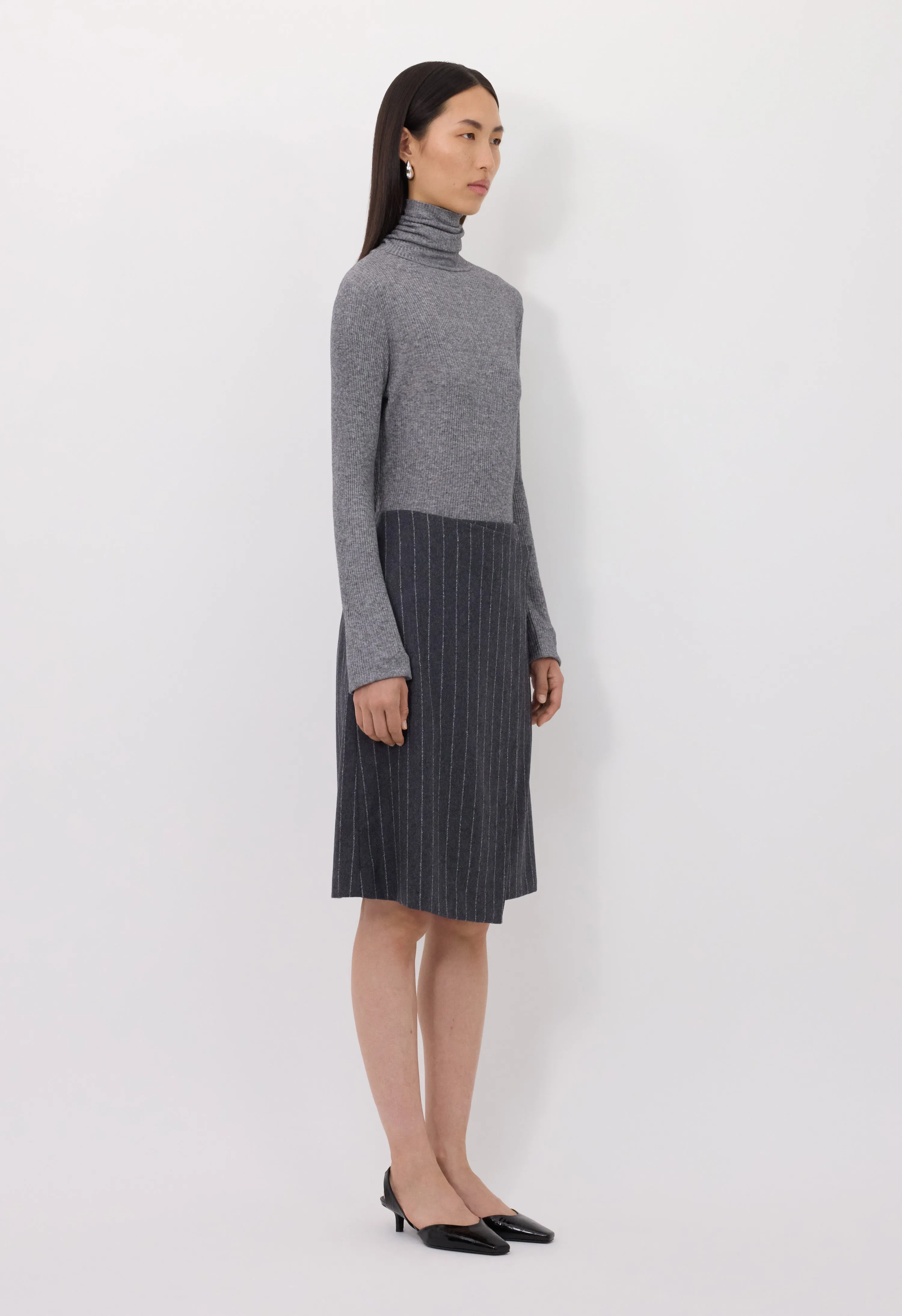 MASON Striped flannel wrap skirt sold by Loulou De Saison product image thumbnail 3