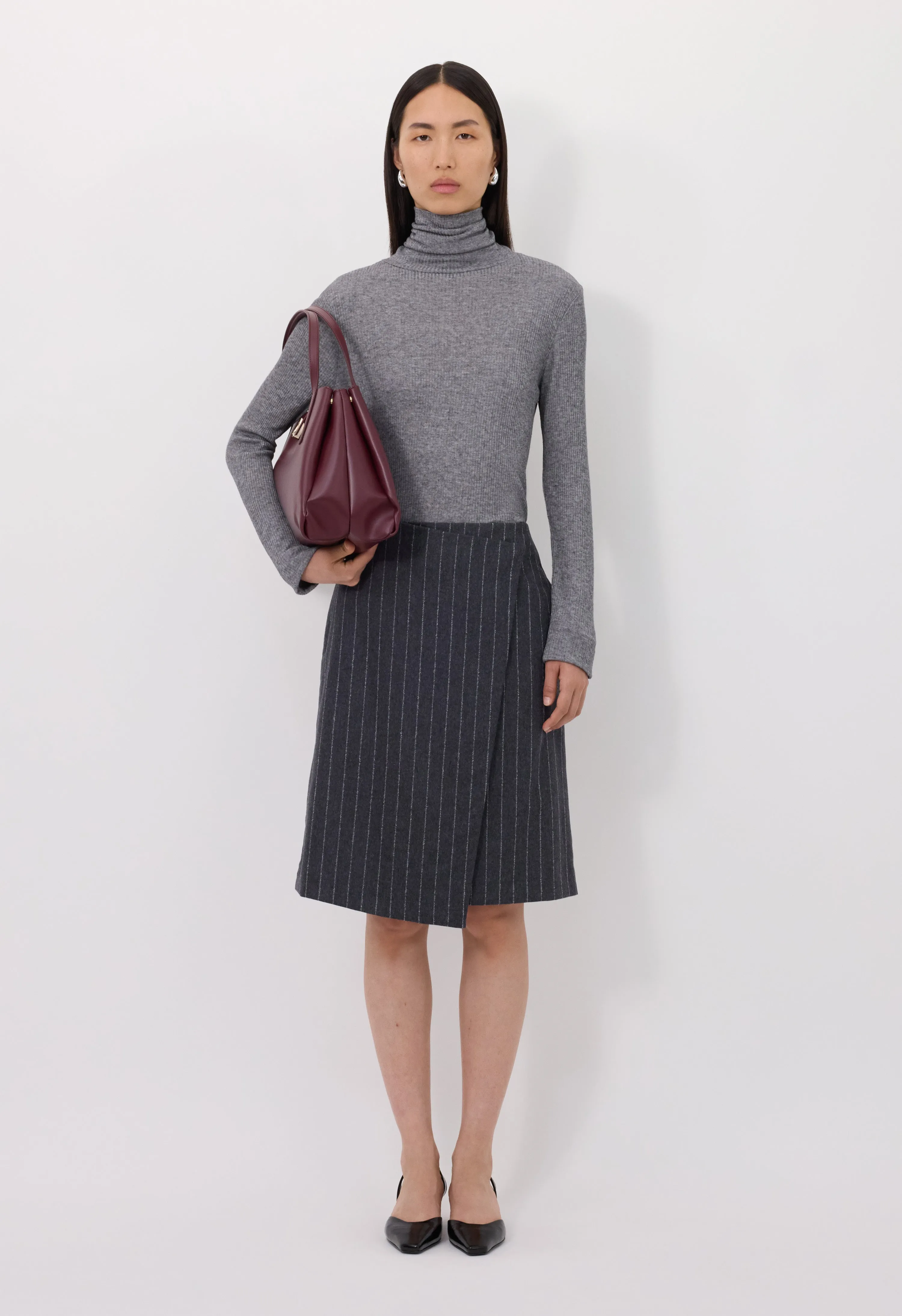 MASON Striped flannel wrap skirt sold by Loulou De Saison