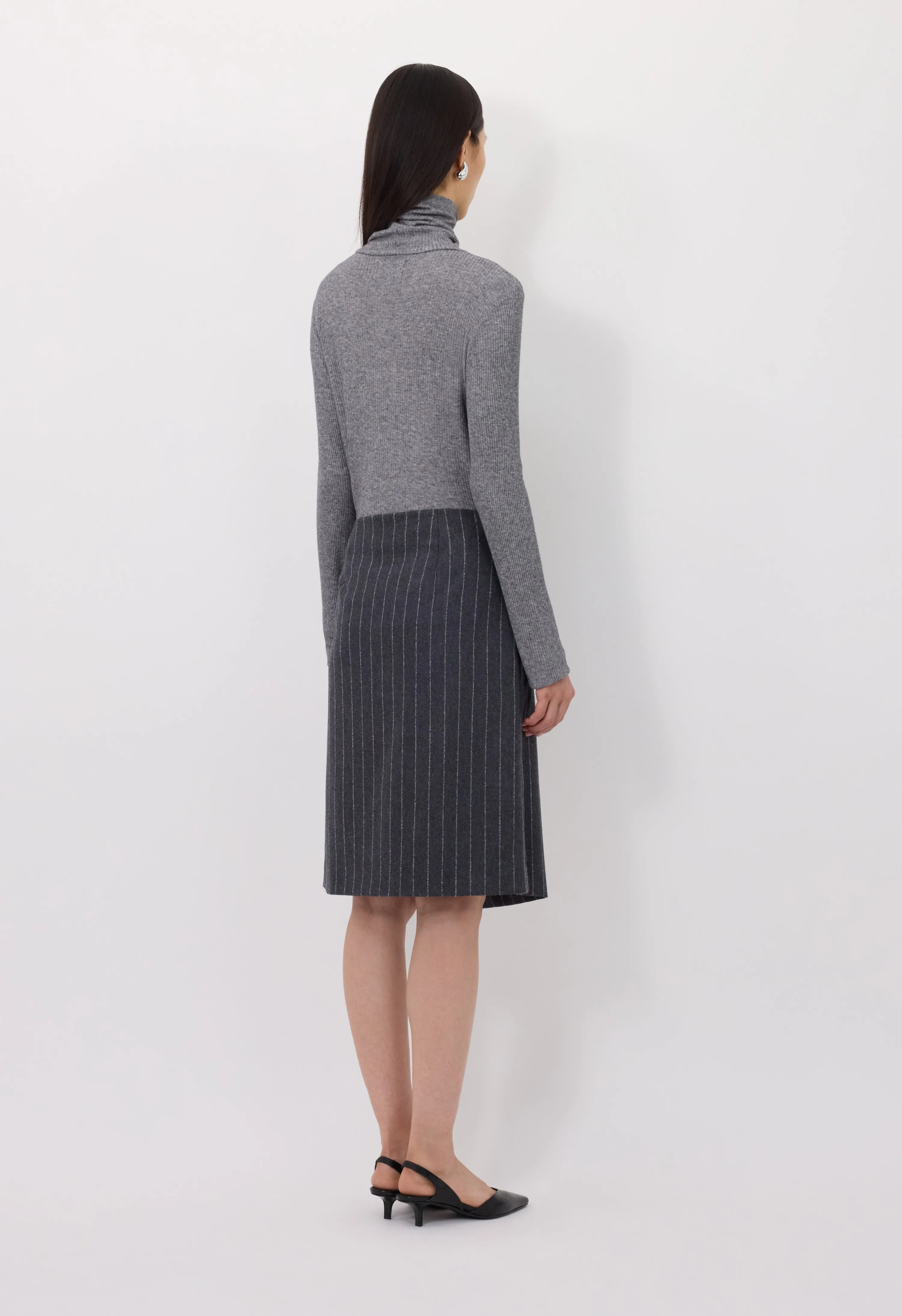 MASON Striped flannel wrap skirt sold by Loulou De Saison product image thumbnail 5