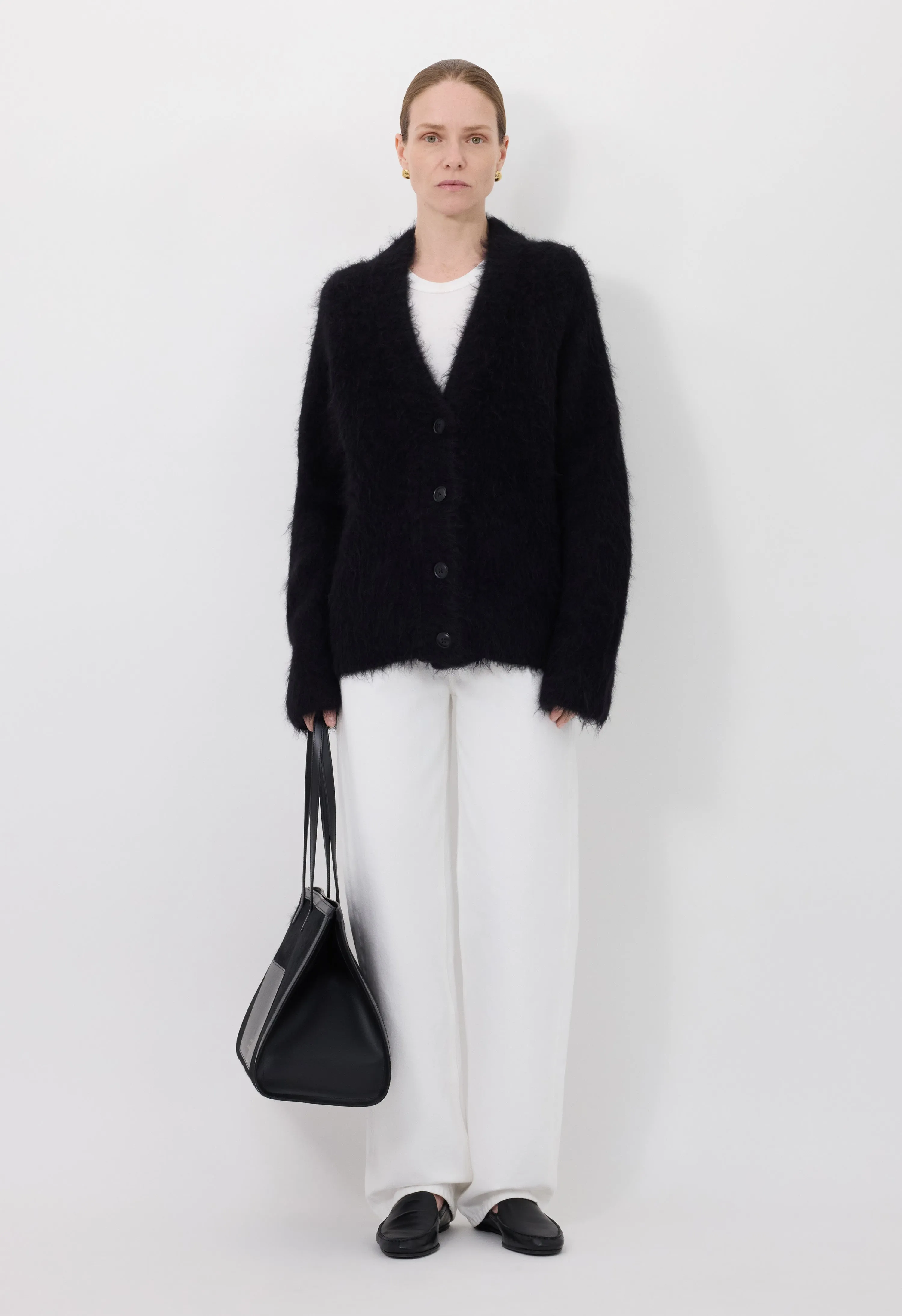 LYNN Hairy alpaca cardigan sold by Loulou De Saison