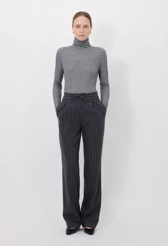 LIZZIE Stripped flannel trousers made by Loulou De Saison