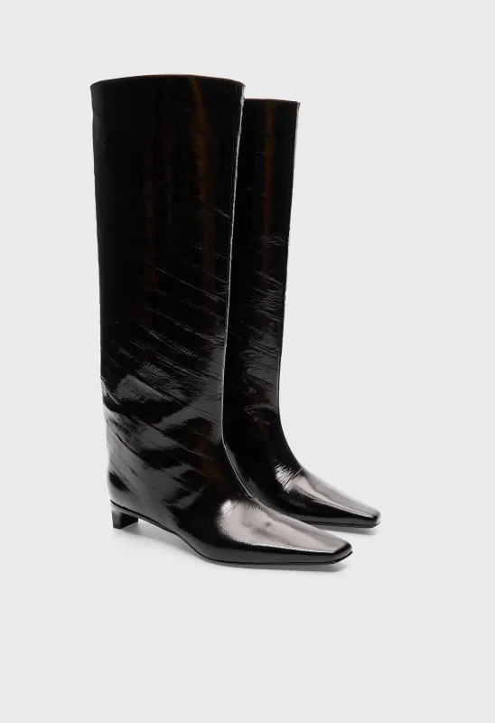 JOAN Eel-effect leather boots made by Loulou De Saison