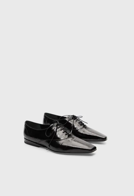 CONRAD Eel-effect leather derby shoes sold by Loulou De Saison