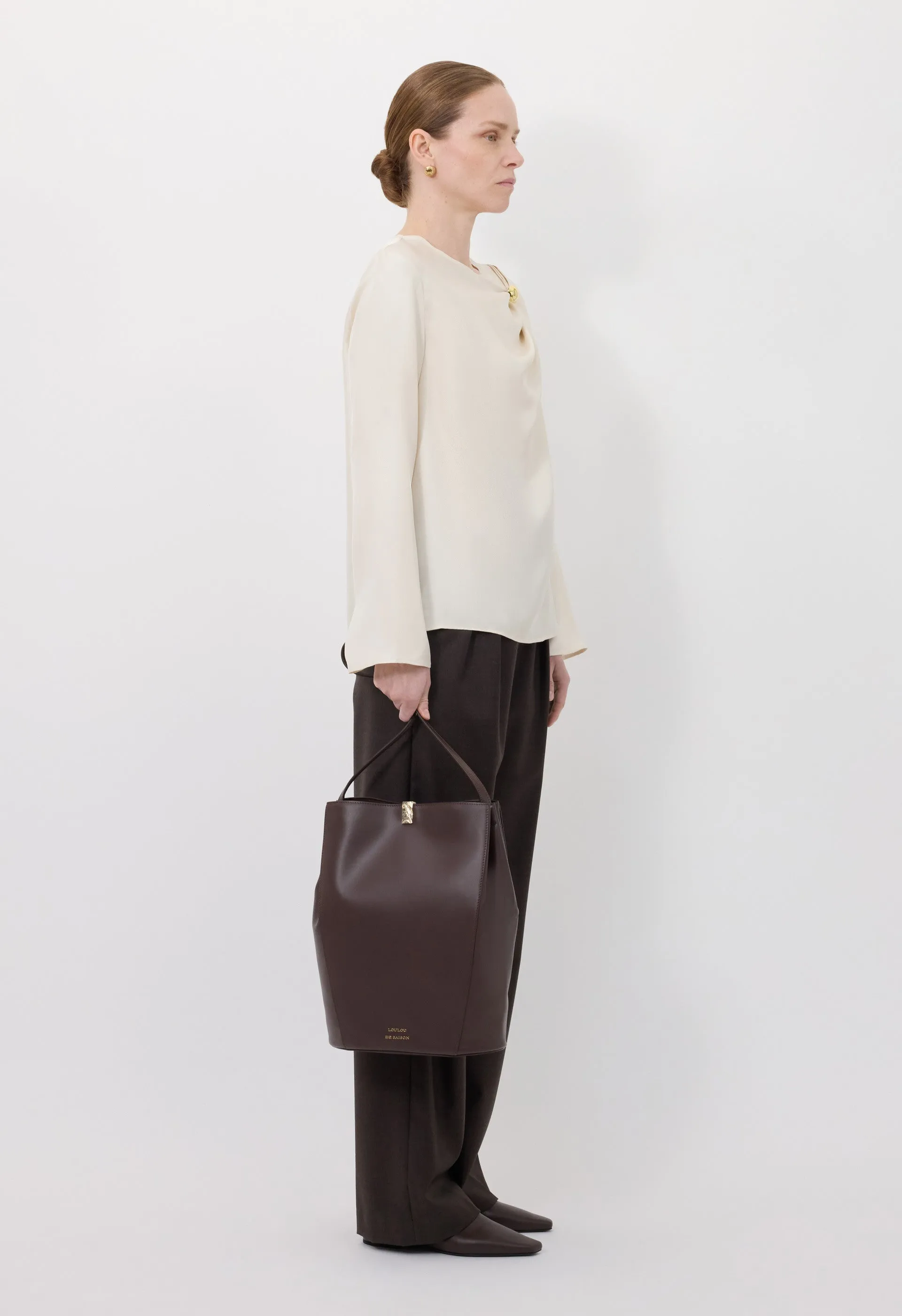 AZAE Draped silk top with metallic ornament sold by Loulou De Saison product image thumbnail 3