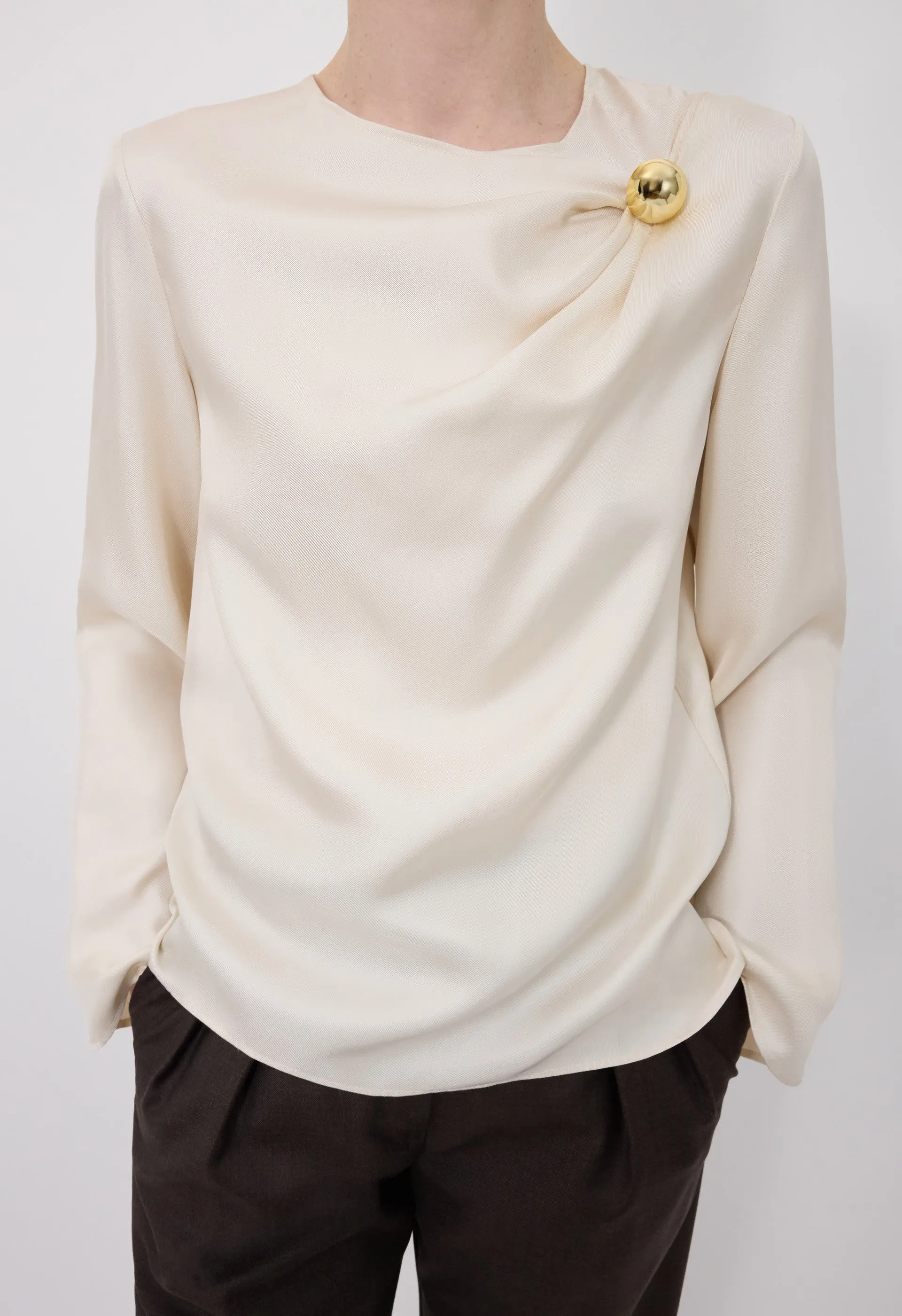 AZAE Draped silk top with metallic ornament sold by Loulou De Saison product image thumbnail 4