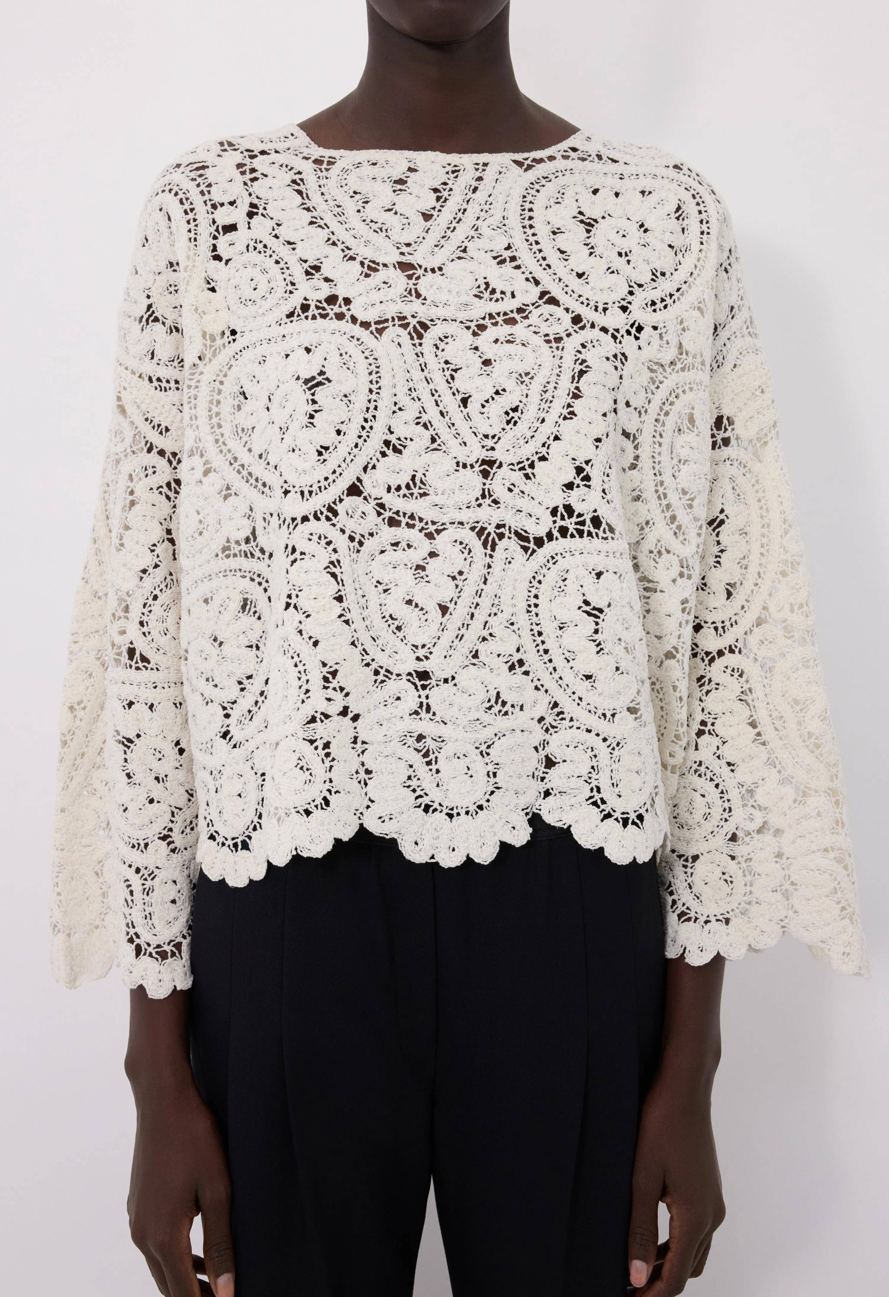 AROLD Velvet silk crochet sweater sold by Loulou De Saison product image thumbnail 4