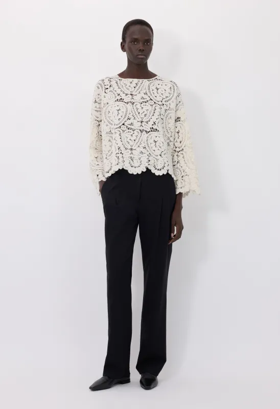 AROLD Velvet silk crochet sweater made by Loulou De Saison