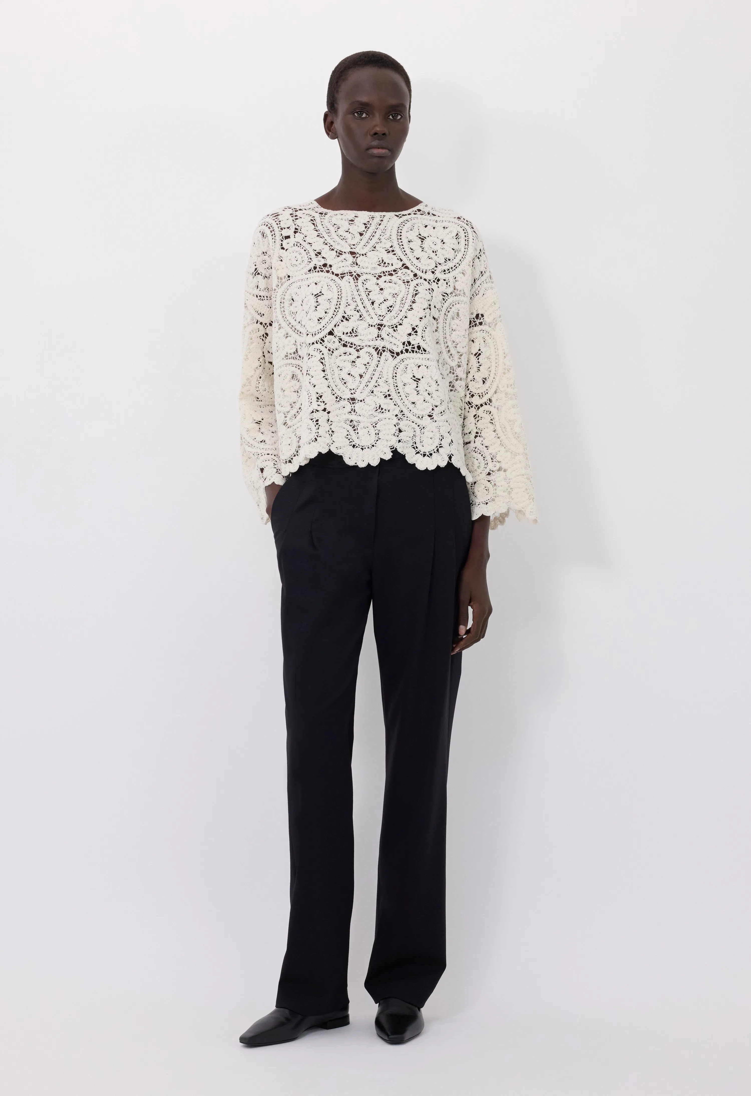 AROLD Velvet silk crochet sweater sold by Loulou De Saison