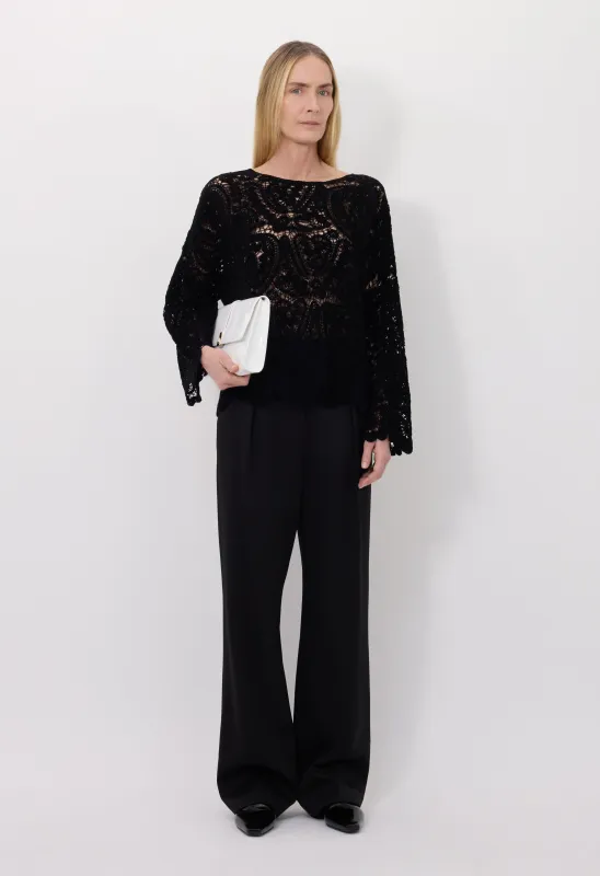 AROLD Velvet silk crochet sweater made by Loulou De Saison