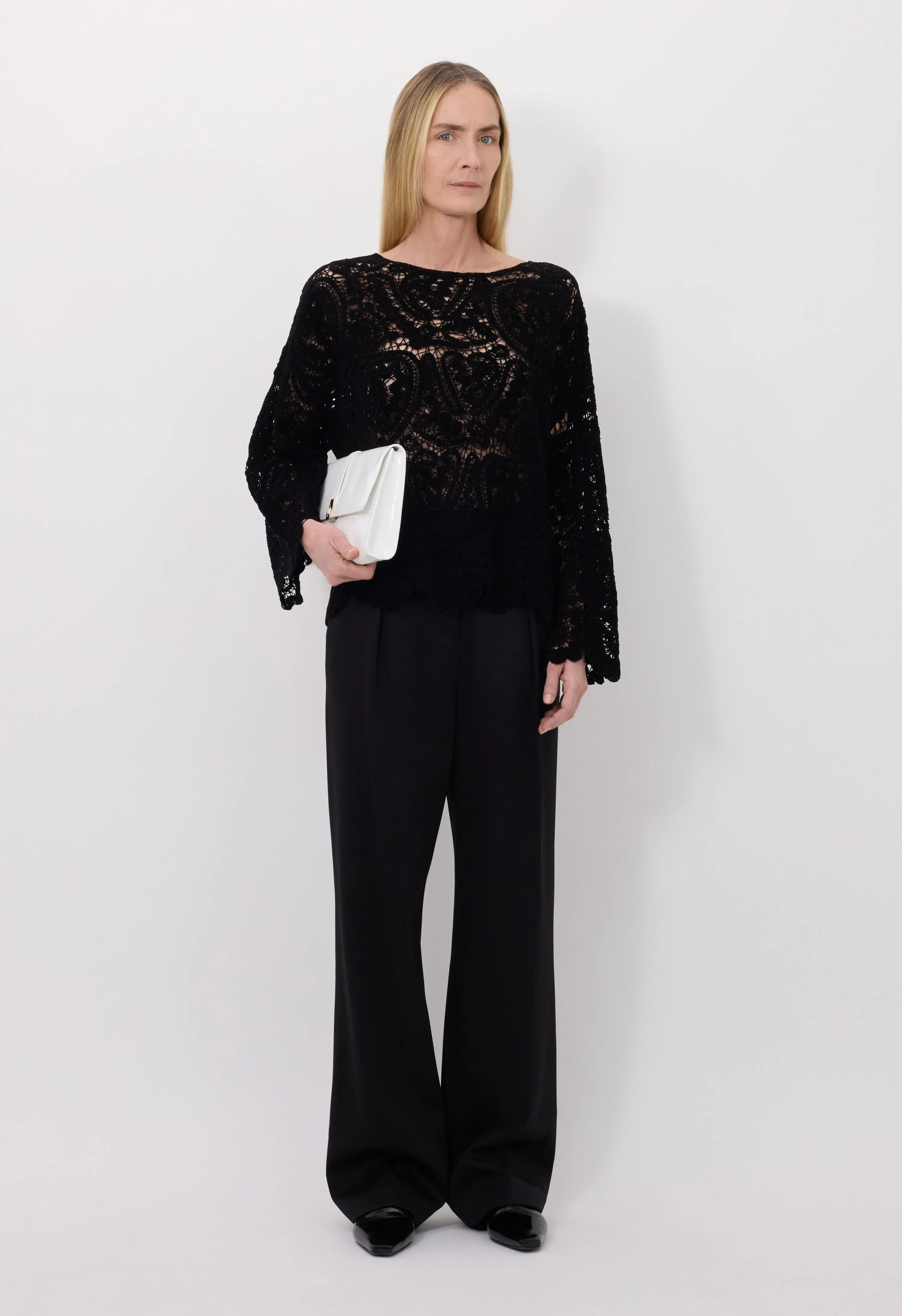 AROLD Velvet silk crochet sweater sold by Loulou De Saison