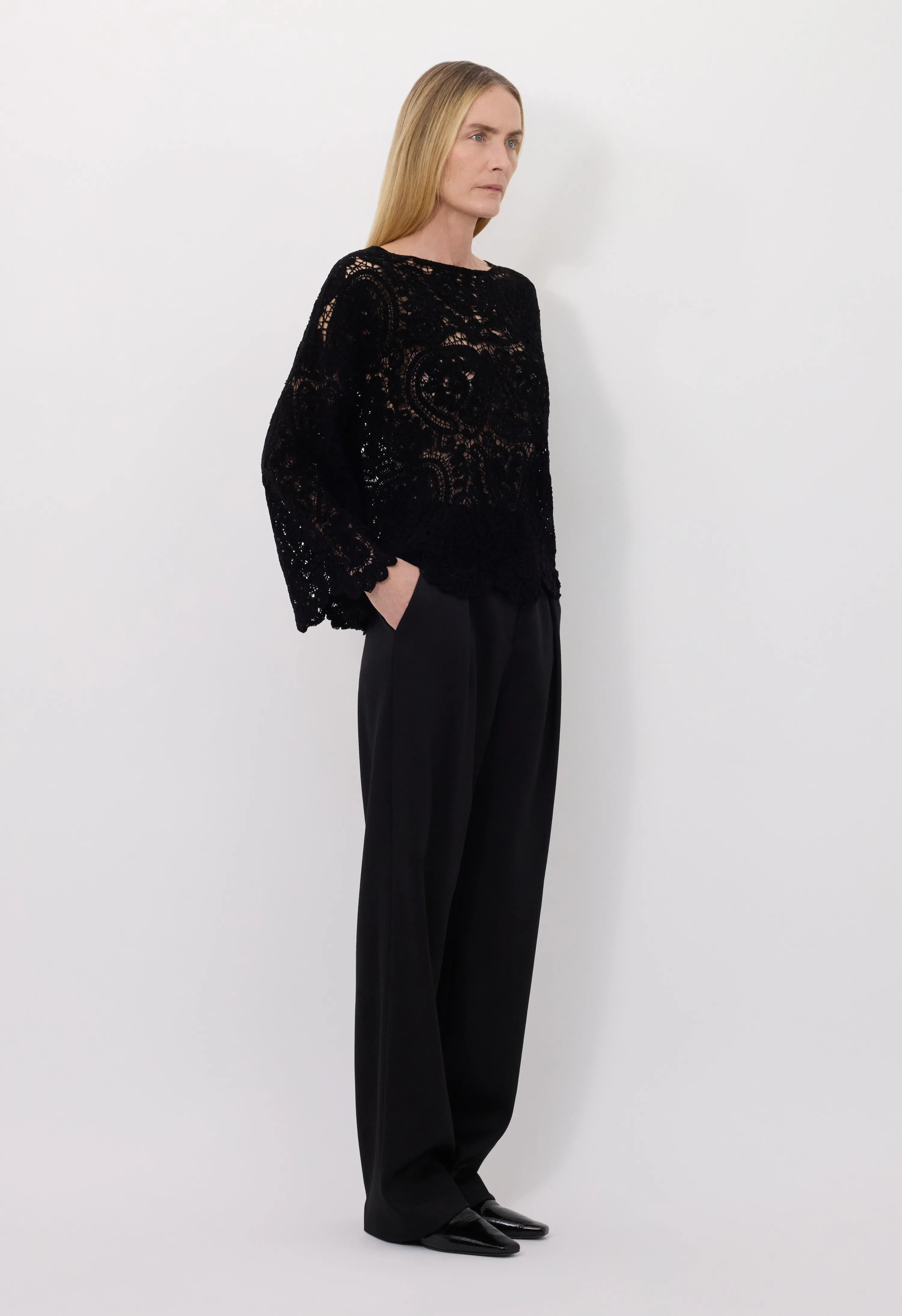 AROLD Velvet silk crochet sweater sold by Loulou De Saison product image thumbnail 3