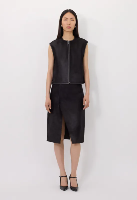 AMPAS Pony-effect leather vest made by Loulou De Saison