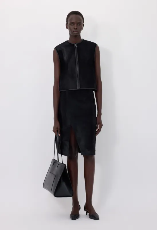 AMPAS Pony-effect leather vest made by Loulou De Saison