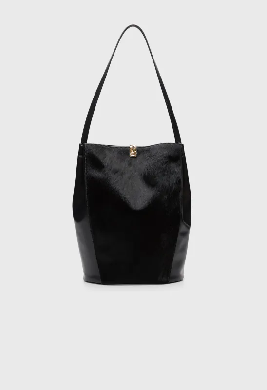 ODILE Pony-effect leather bucket bag made by Loulou De Saison