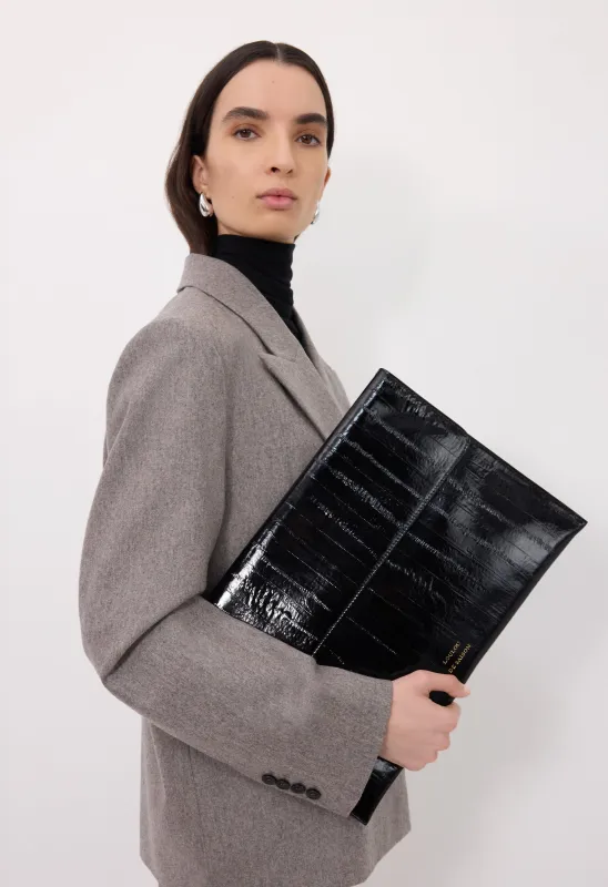 MAURY Eel-effect leather clutch made by Loulou De Saison