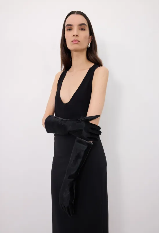 EDNA Pony-effect leather gloves made by Loulou De Saison