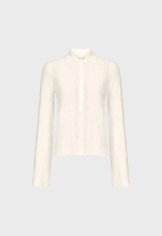 TIHA Polo collar thin sweater made by Loulou De Saison