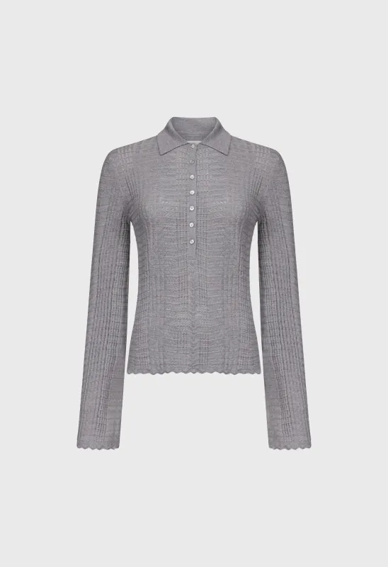 TIHA Polo collar thin sweater made by Loulou De Saison