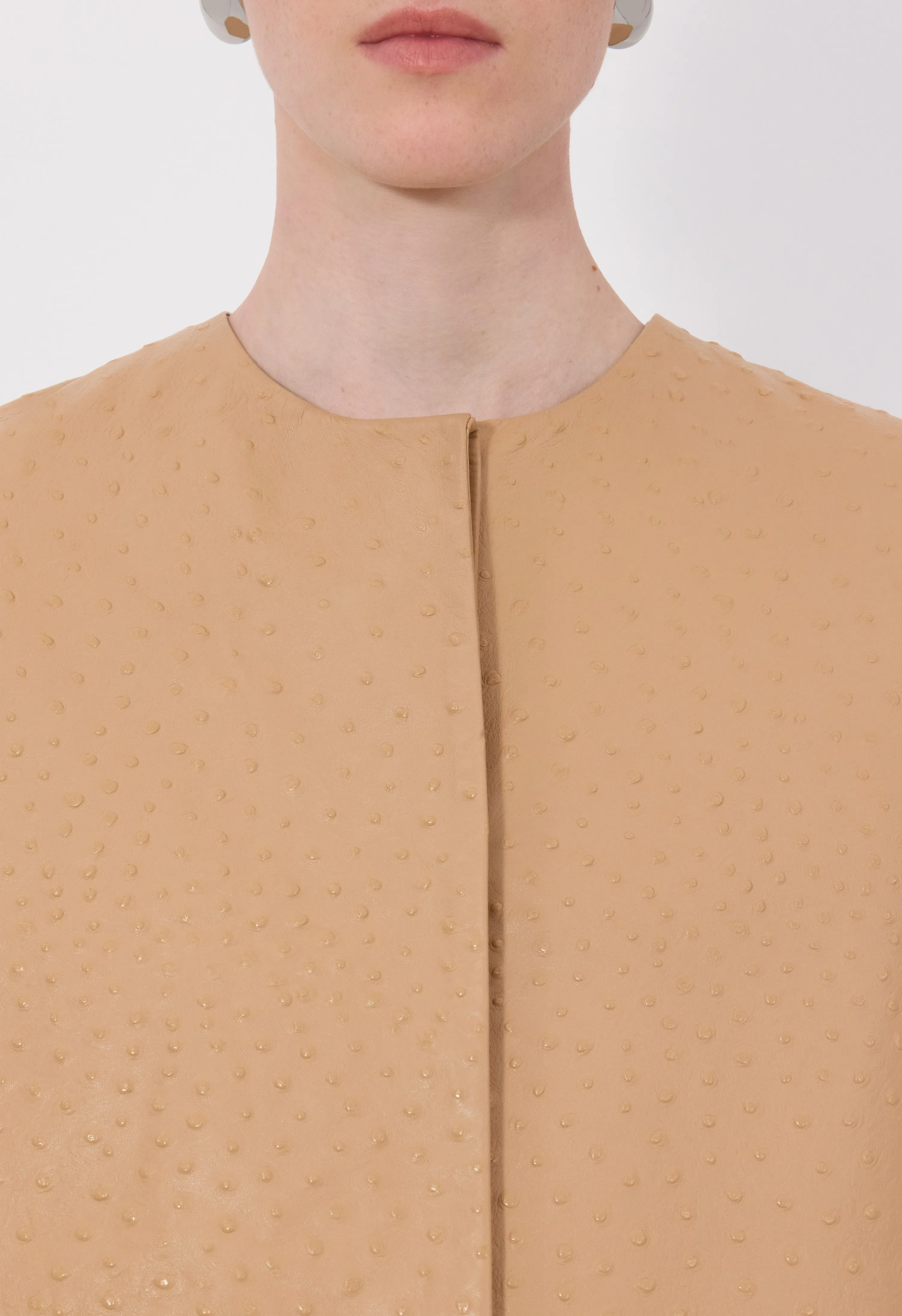 YARI Ostrich-effect leather coat sold by Loulou De Saison product image thumbnail 4