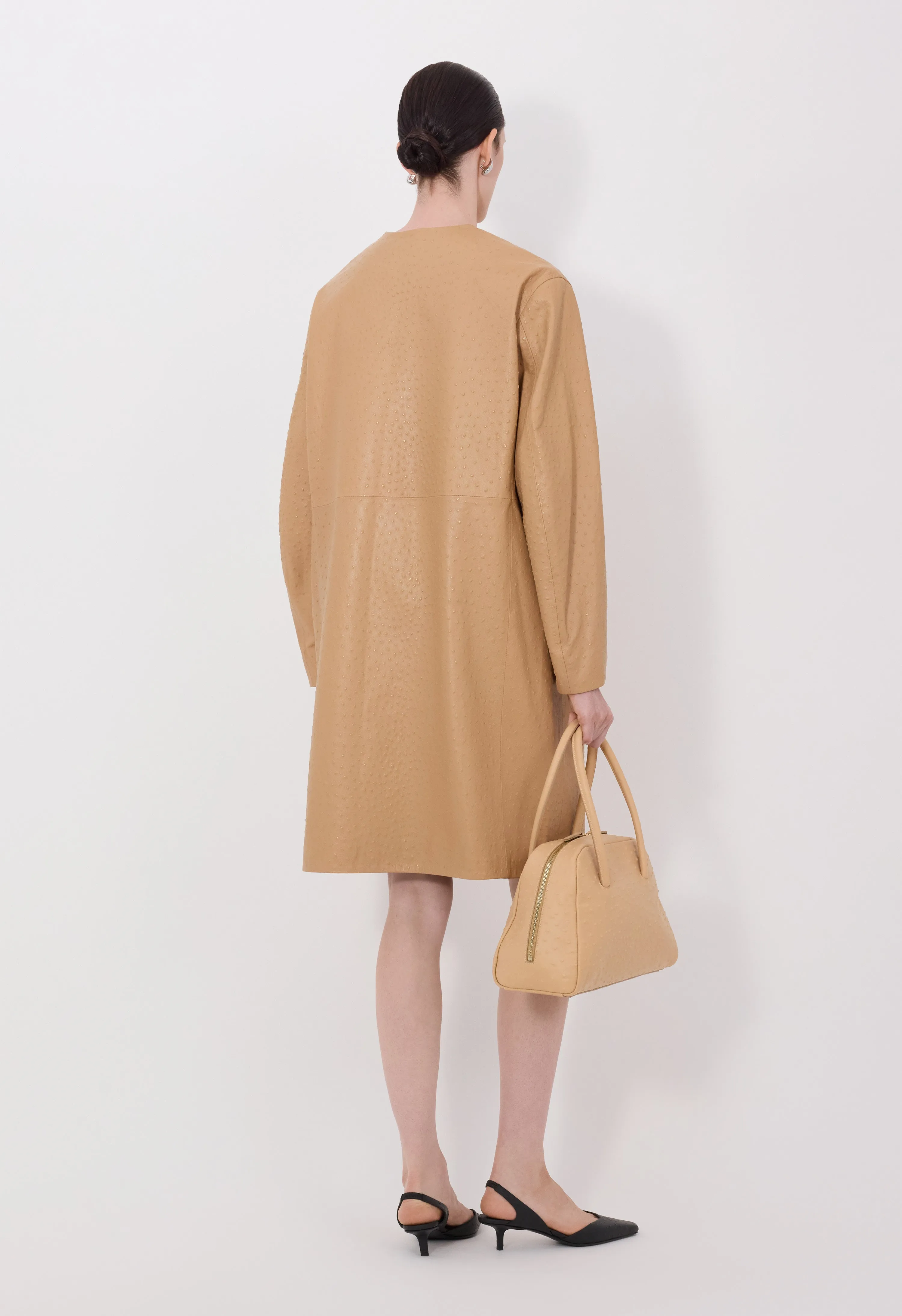 YARI Ostrich-effect leather coat sold by Loulou De Saison product image thumbnail 5