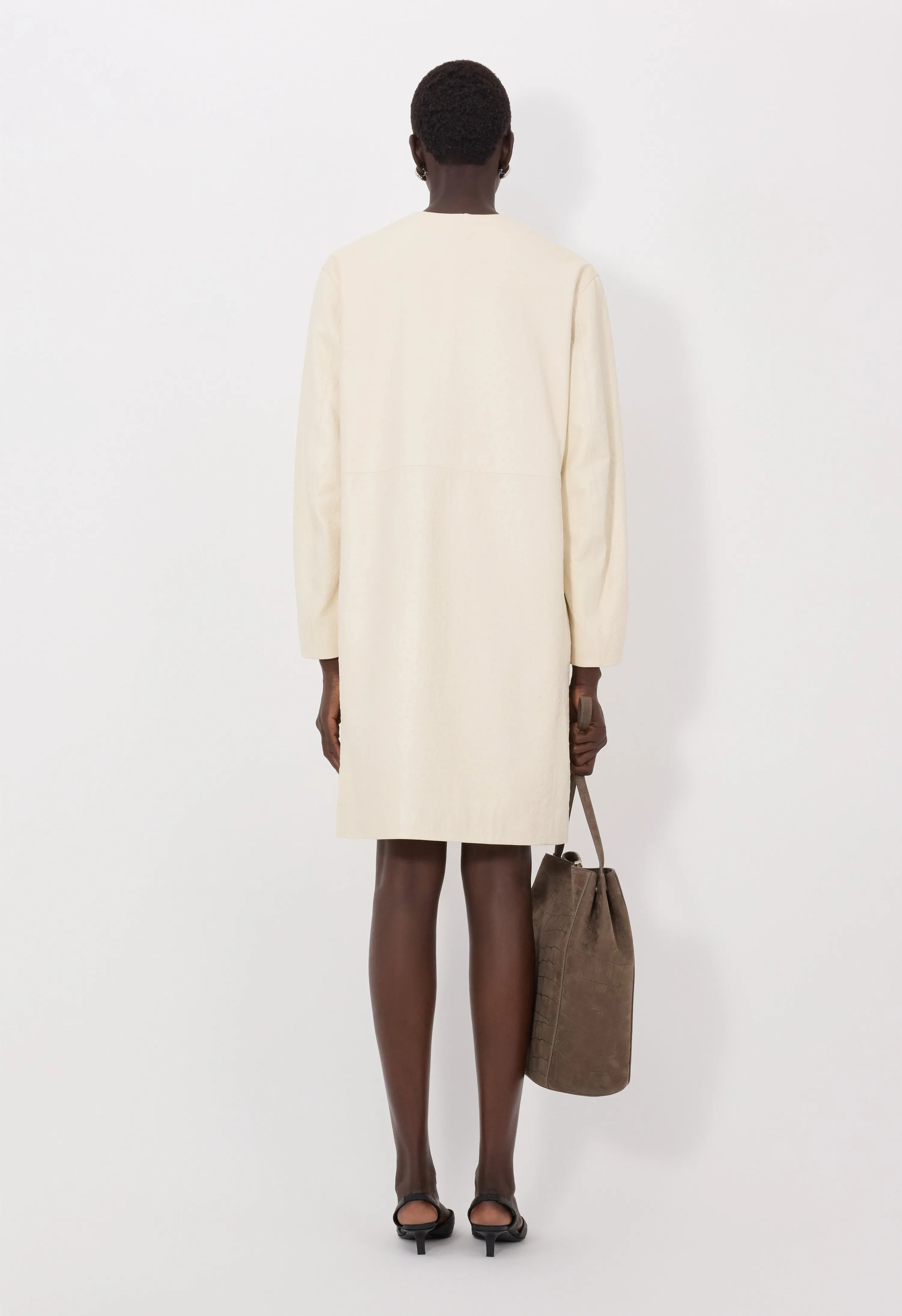 YARI Ostrich-effect leather coat sold by Loulou De Saison product image thumbnail 4