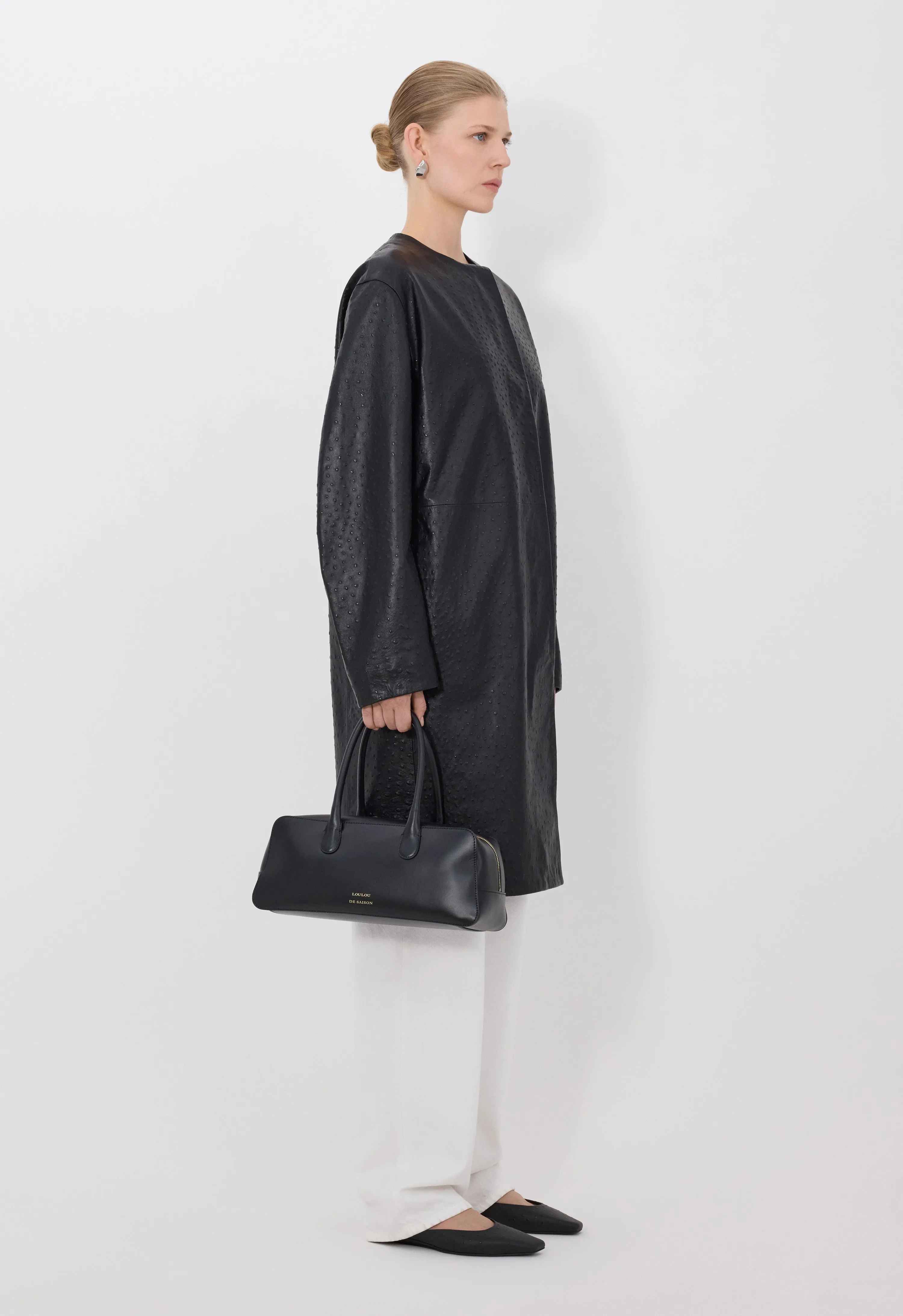 YARI Ostrich-effect leather coat sold by Loulou De Saison product image thumbnail 3