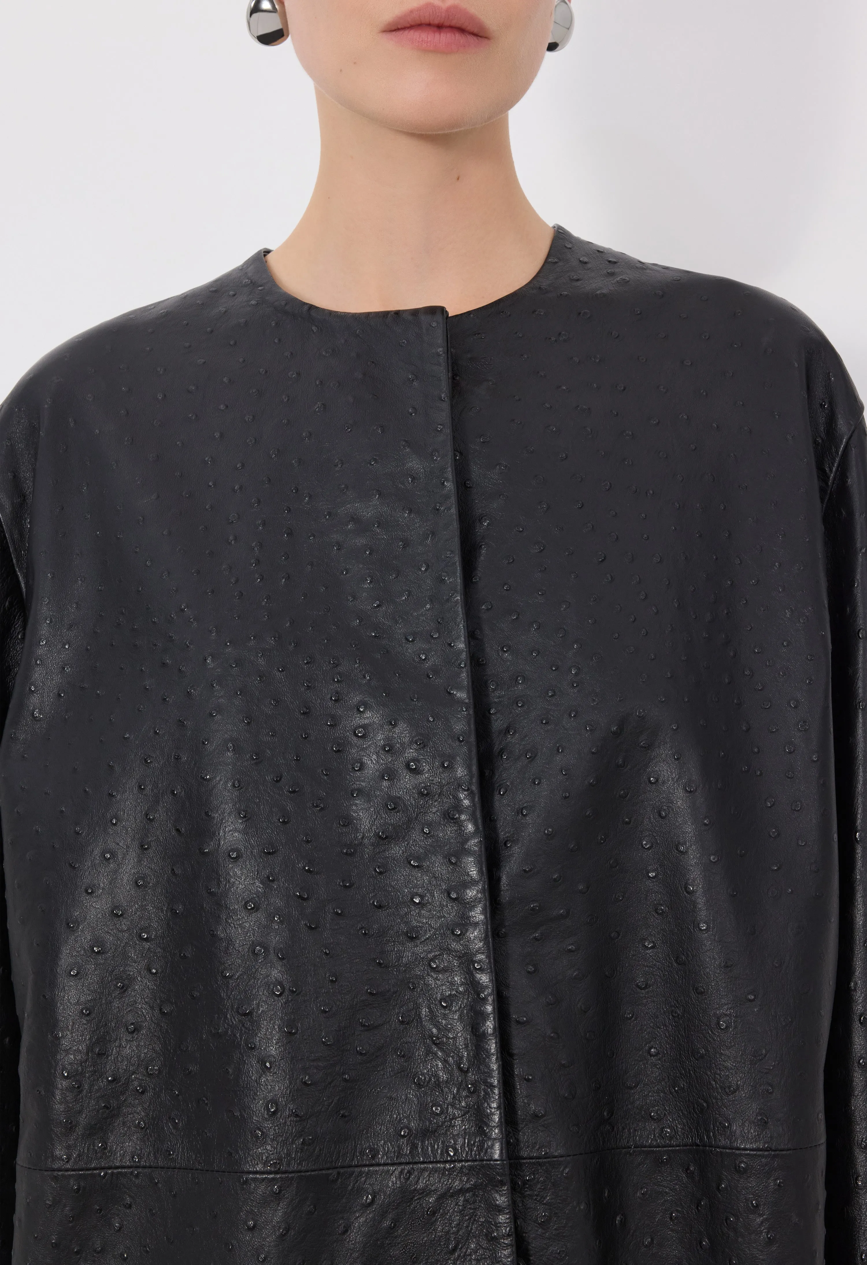 YARI Ostrich-effect leather coat sold by Loulou De Saison product image thumbnail 4