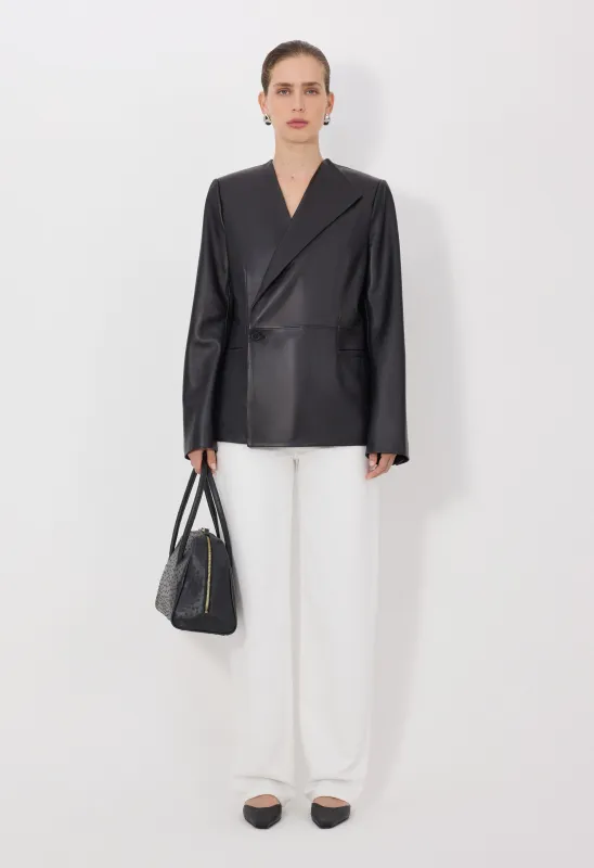 PAOLI Asymmetric leather jacket made by Loulou De Saison