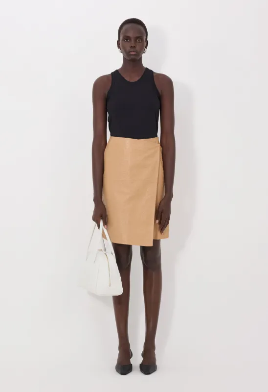 GORA Ostrich-effect leather wrap skirt made by Loulou De Saison