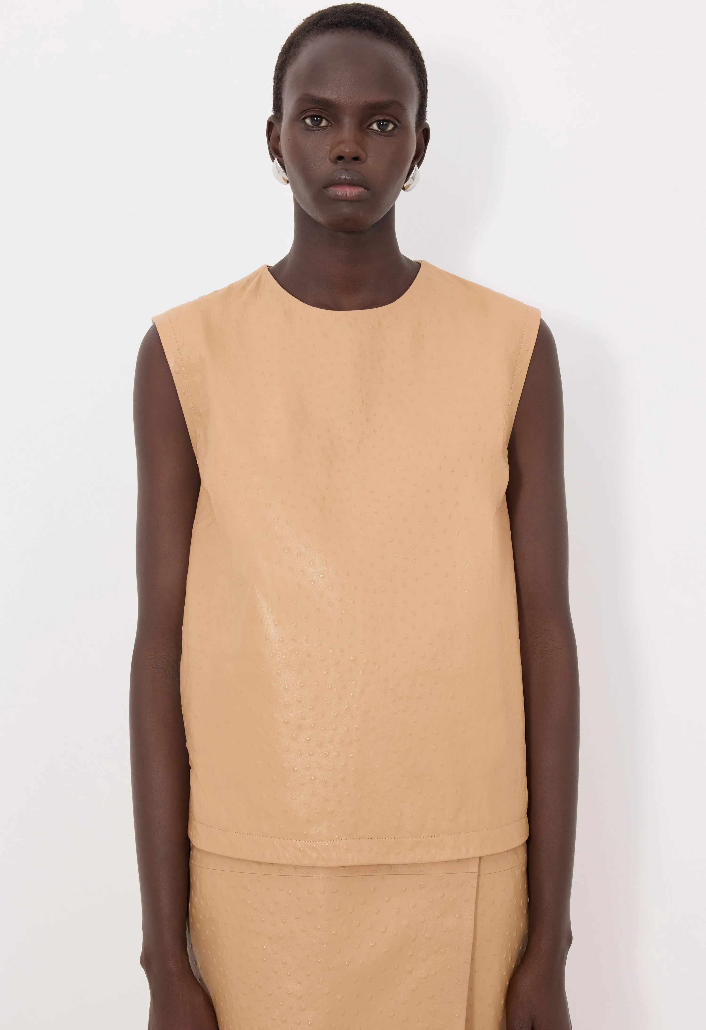 FIZA Ostrich-effect leather top sold by Loulou De Saison product image thumbnail 4