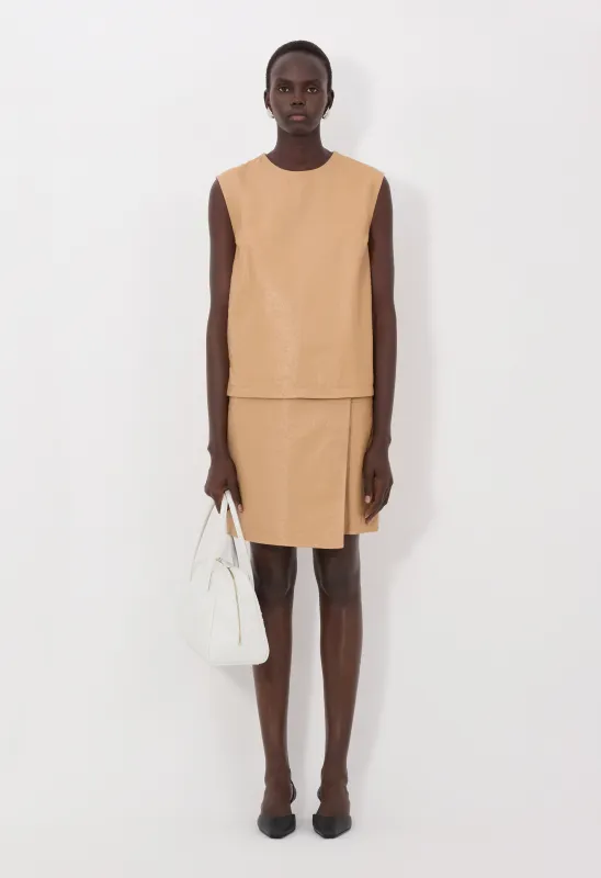 FIZA Ostrich-effect leather top made by Loulou De Saison