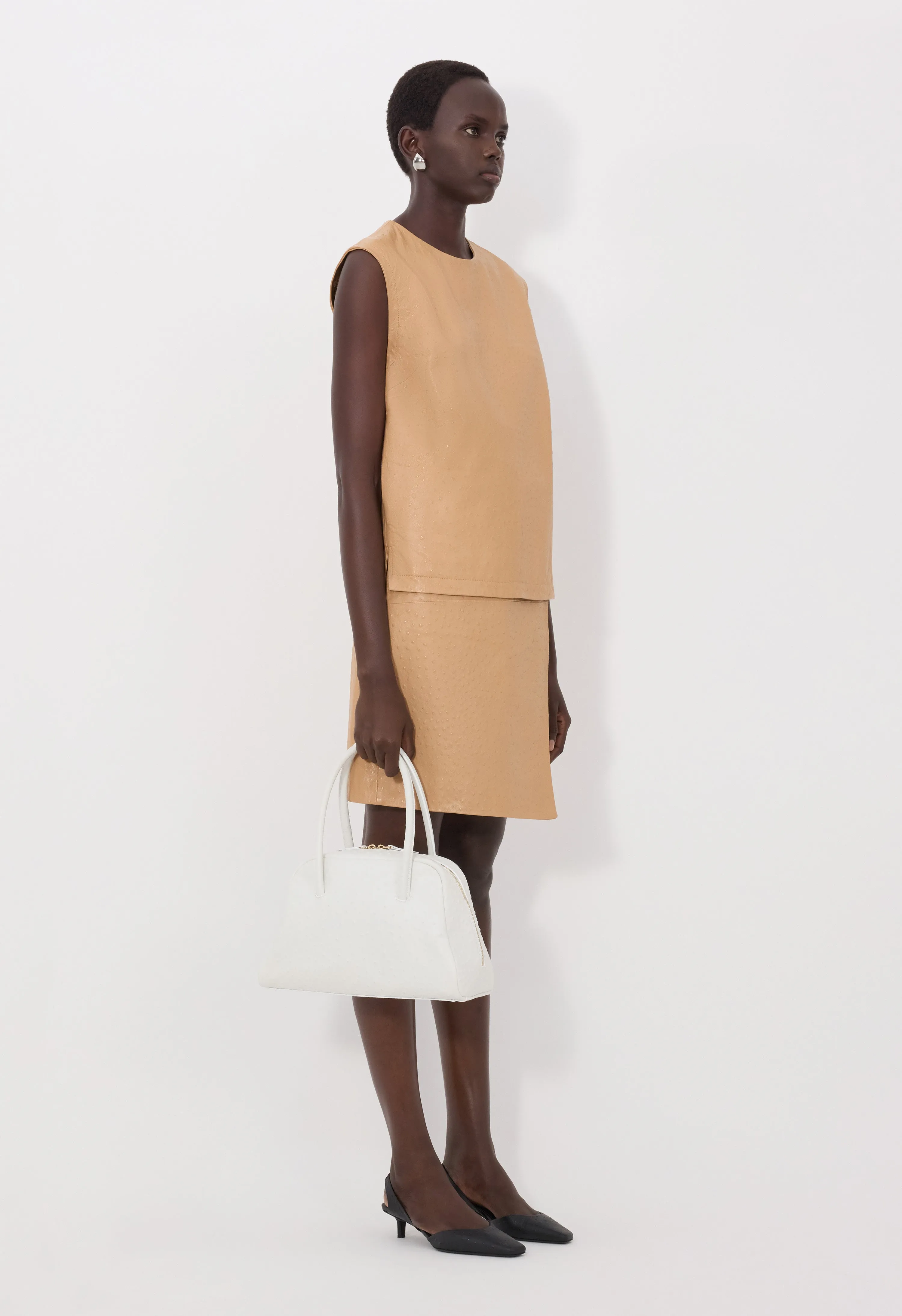 FIZA Ostrich-effect leather top sold by Loulou De Saison product image thumbnail 3