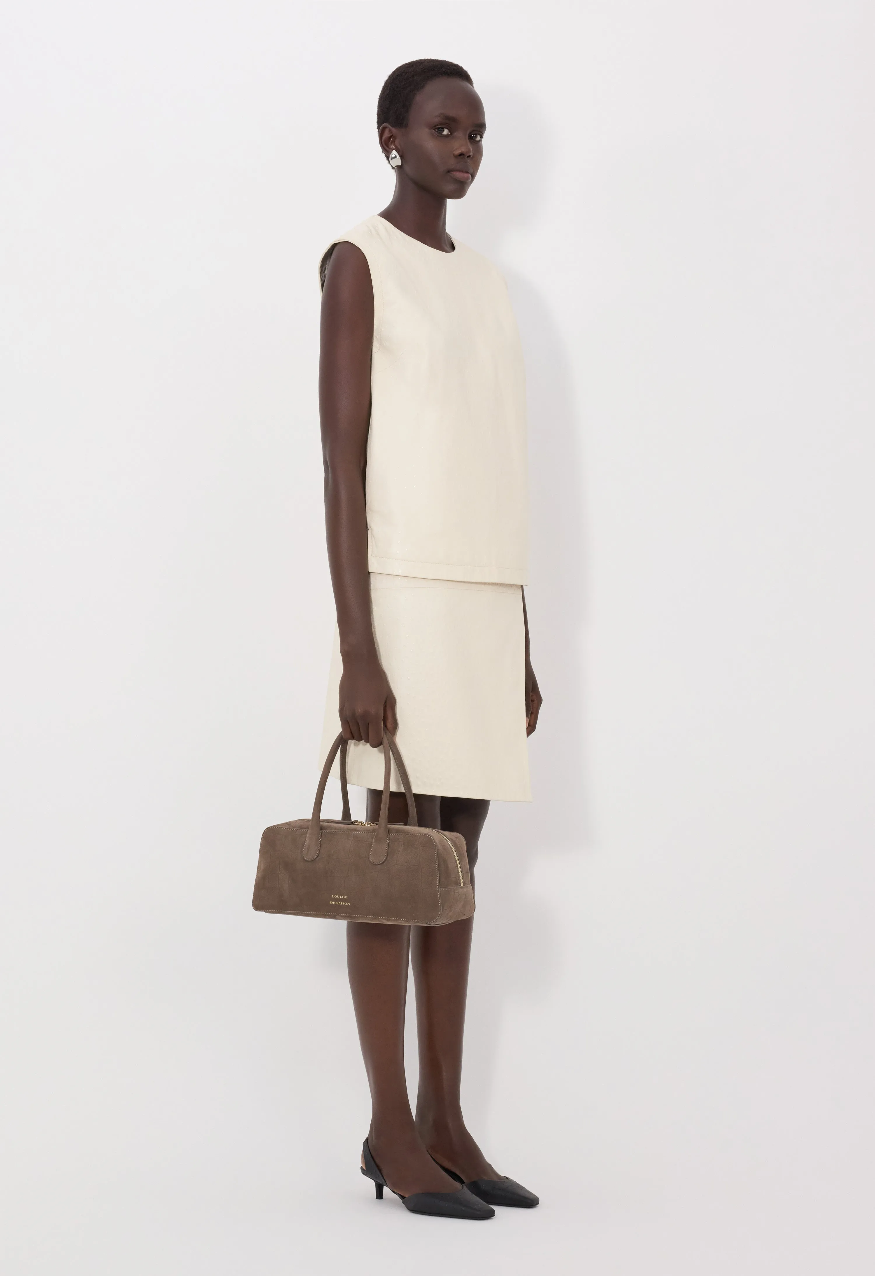 FIZA Ostrich-effect leather top sold by Loulou De Saison product image thumbnail 2