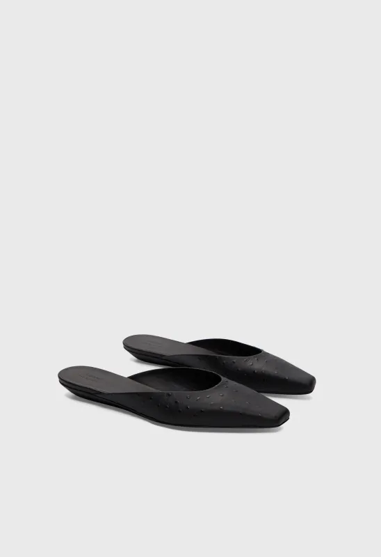 ALIX Ostrich-effect leather mules made by Loulou De Saison