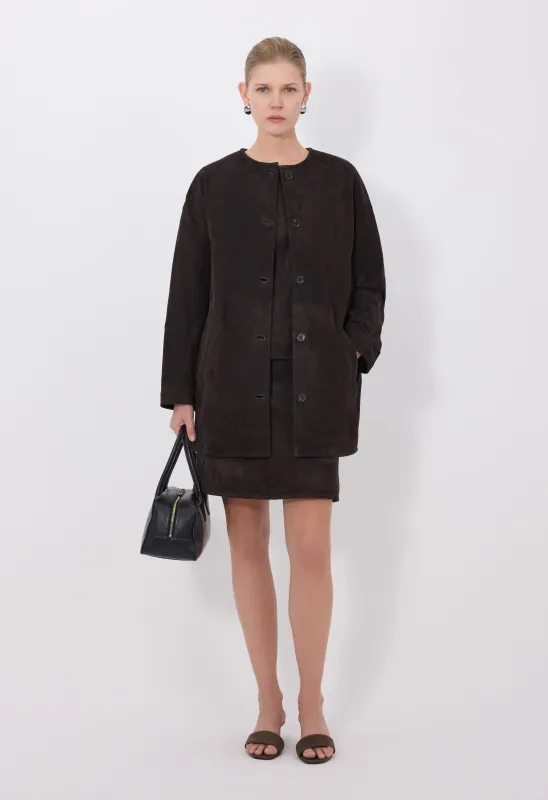 WAREN Oval suede coat made by Loulou De Saison