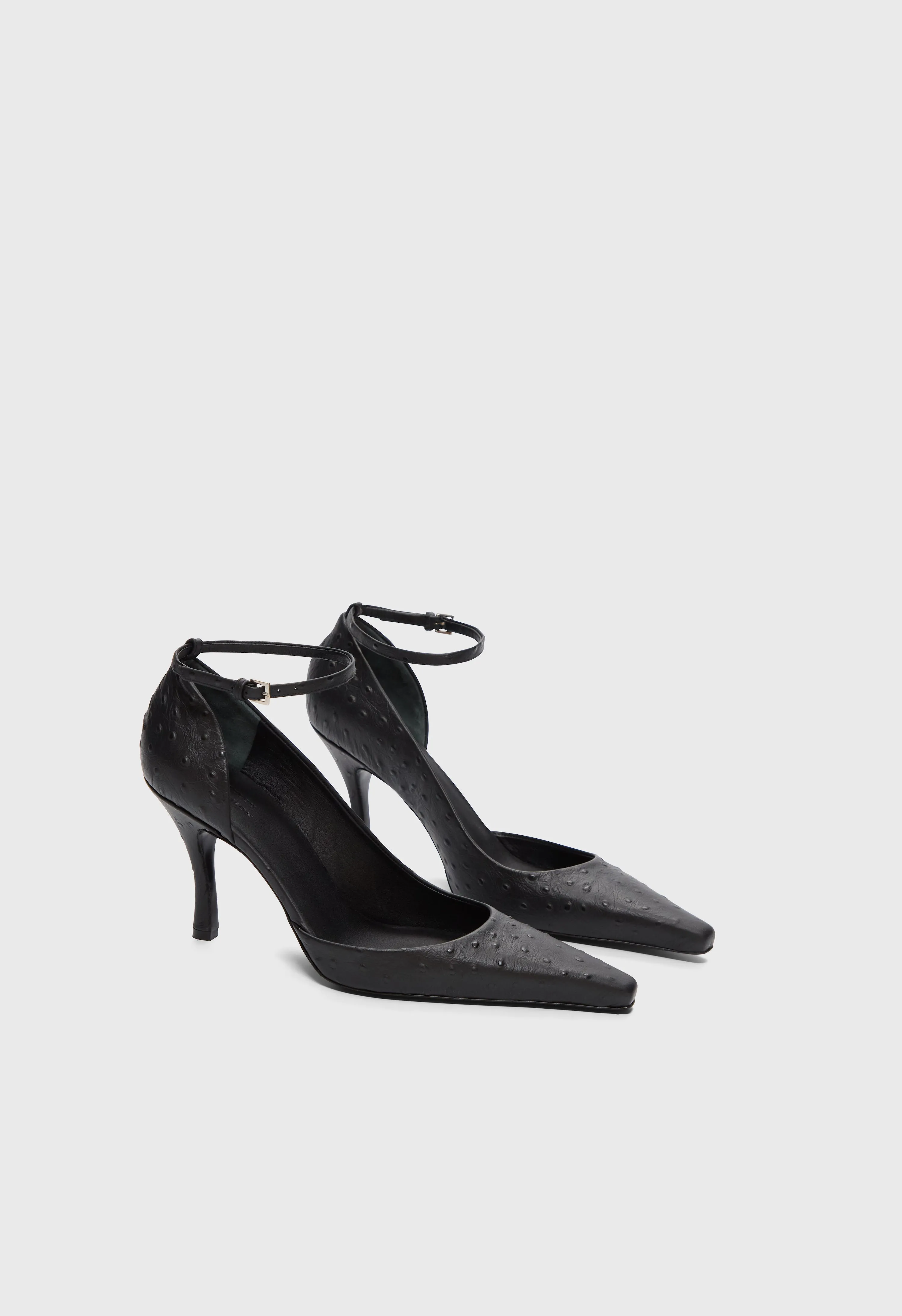 SCALA Ostrich-effect leather pumps sold by Loulou De Saison