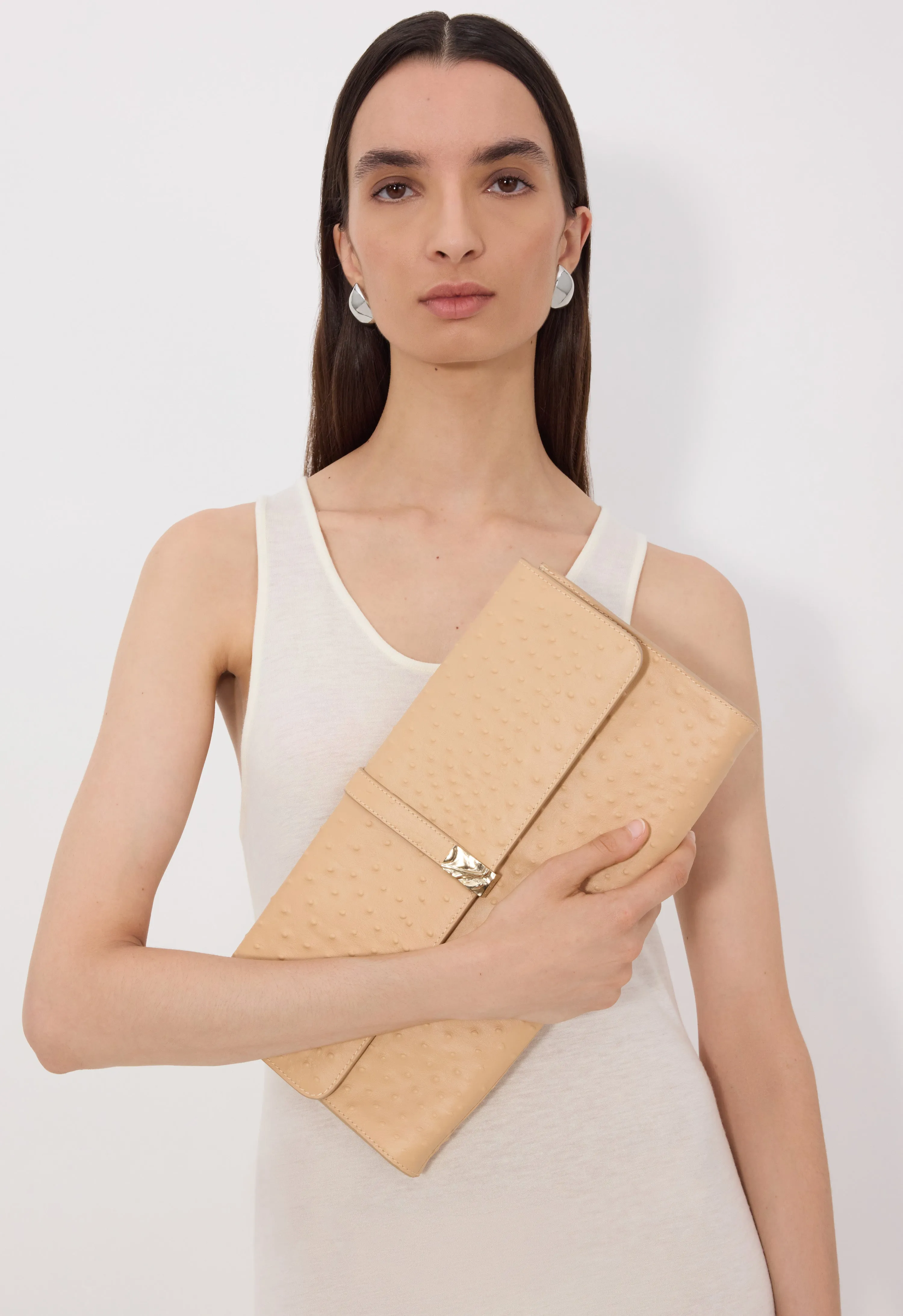 MOHINI Ostrich-effect leather clutch sold by Loulou De Saison product image thumbnail 2