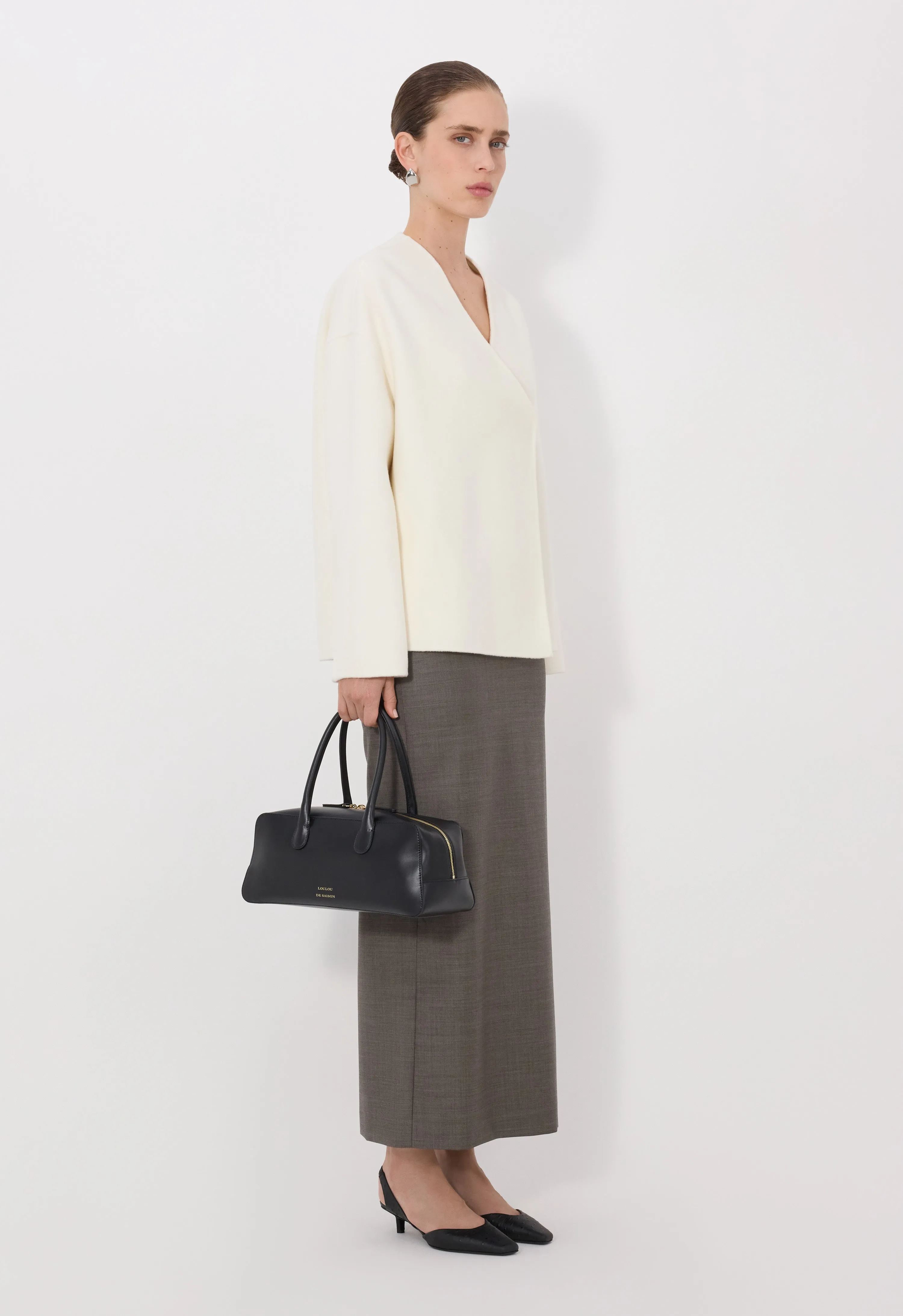 MAARA Asymmetric wool cashmere drap jacket sold by Loulou De Saison product image thumbnail 3