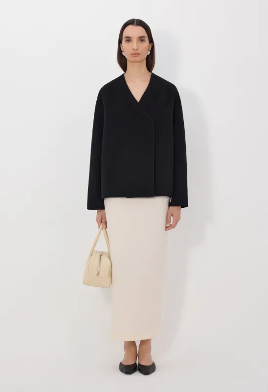 MAARA Asymmetric wool cashmere drap jacket sold by Loulou De Saison