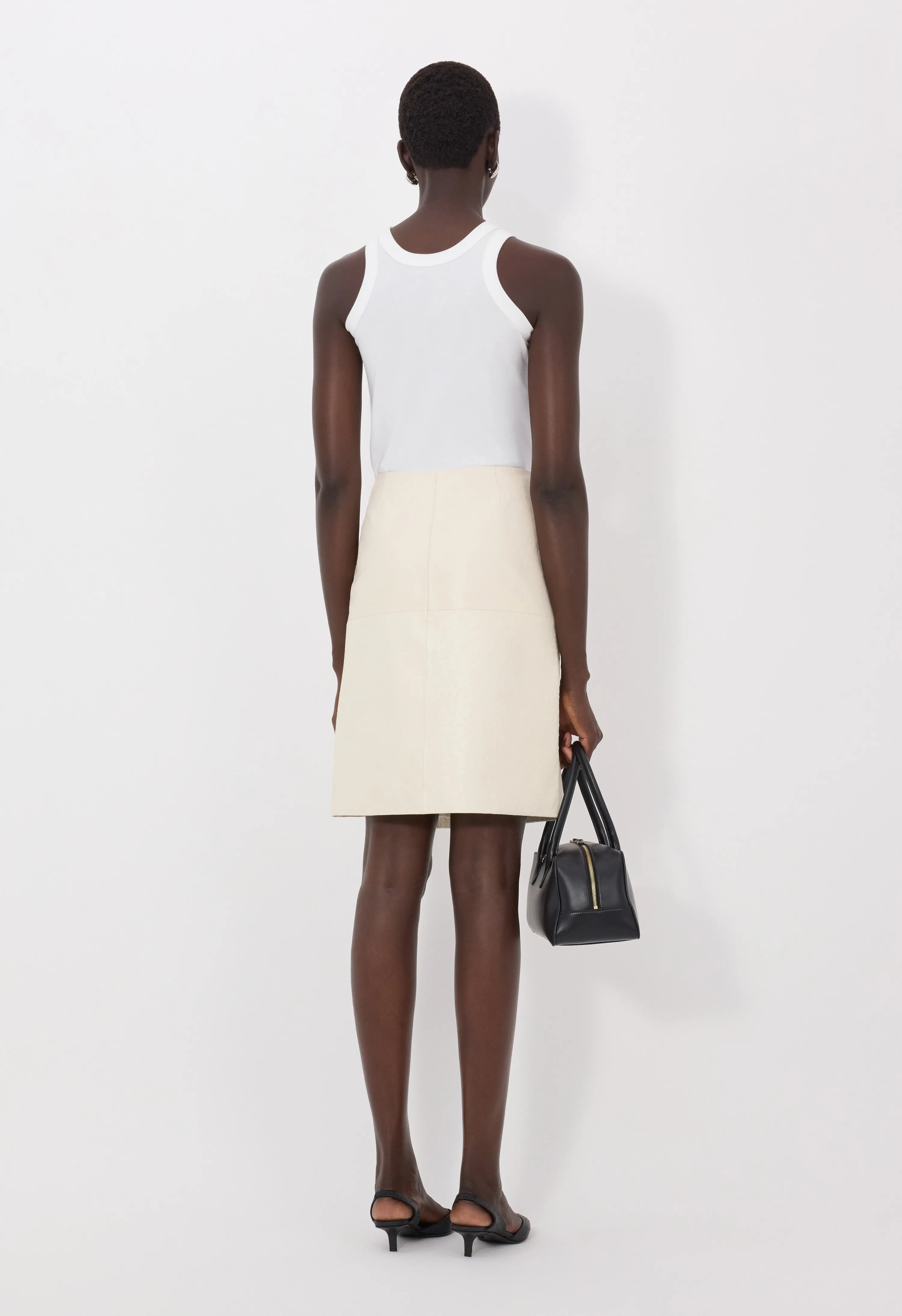 GORA Ostrich-effect leather wrap skirt sold by Loulou De Saison product image thumbnail 4