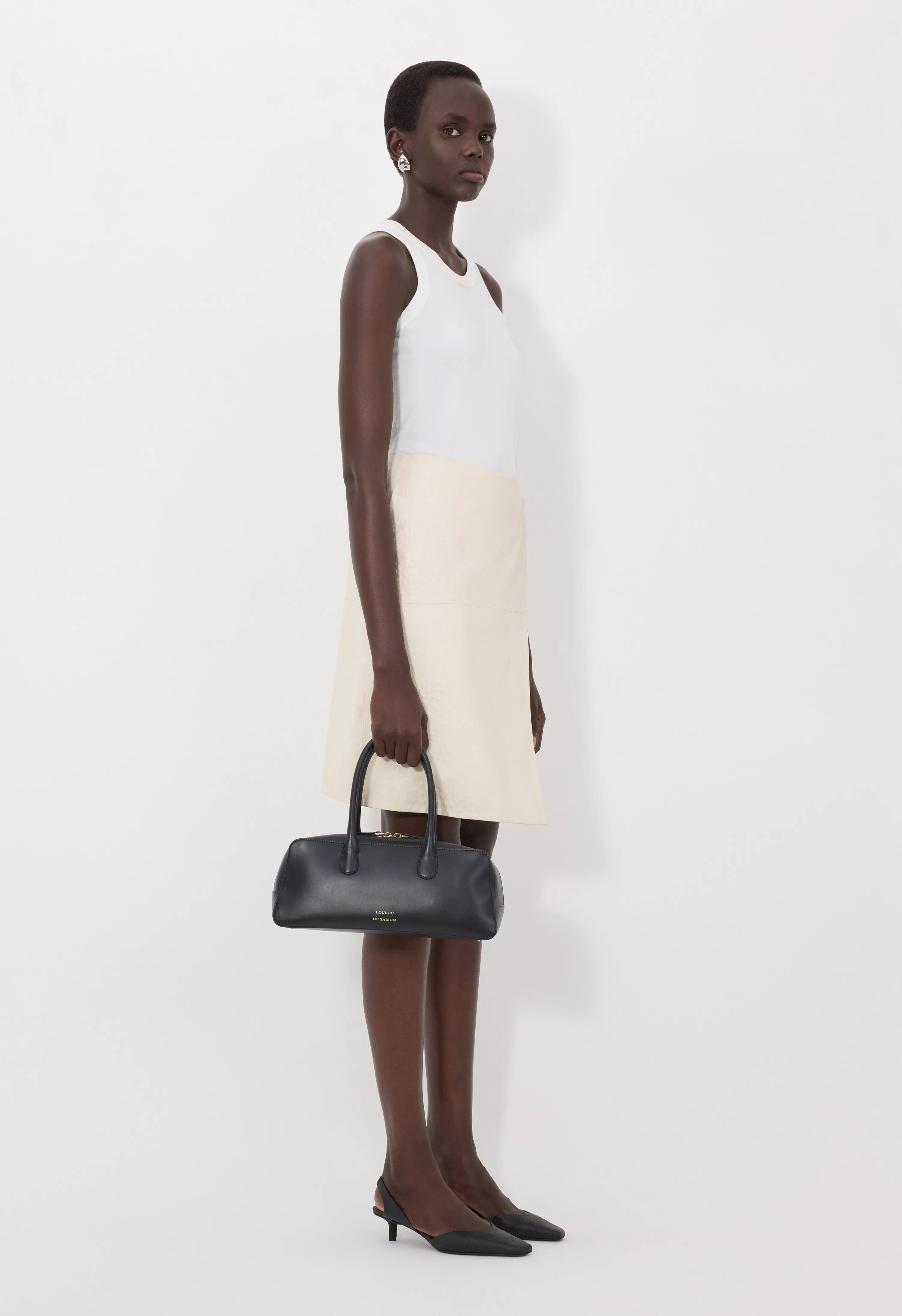 GORA Ostrich-effect leather wrap skirt sold by Loulou De Saison product image thumbnail 2