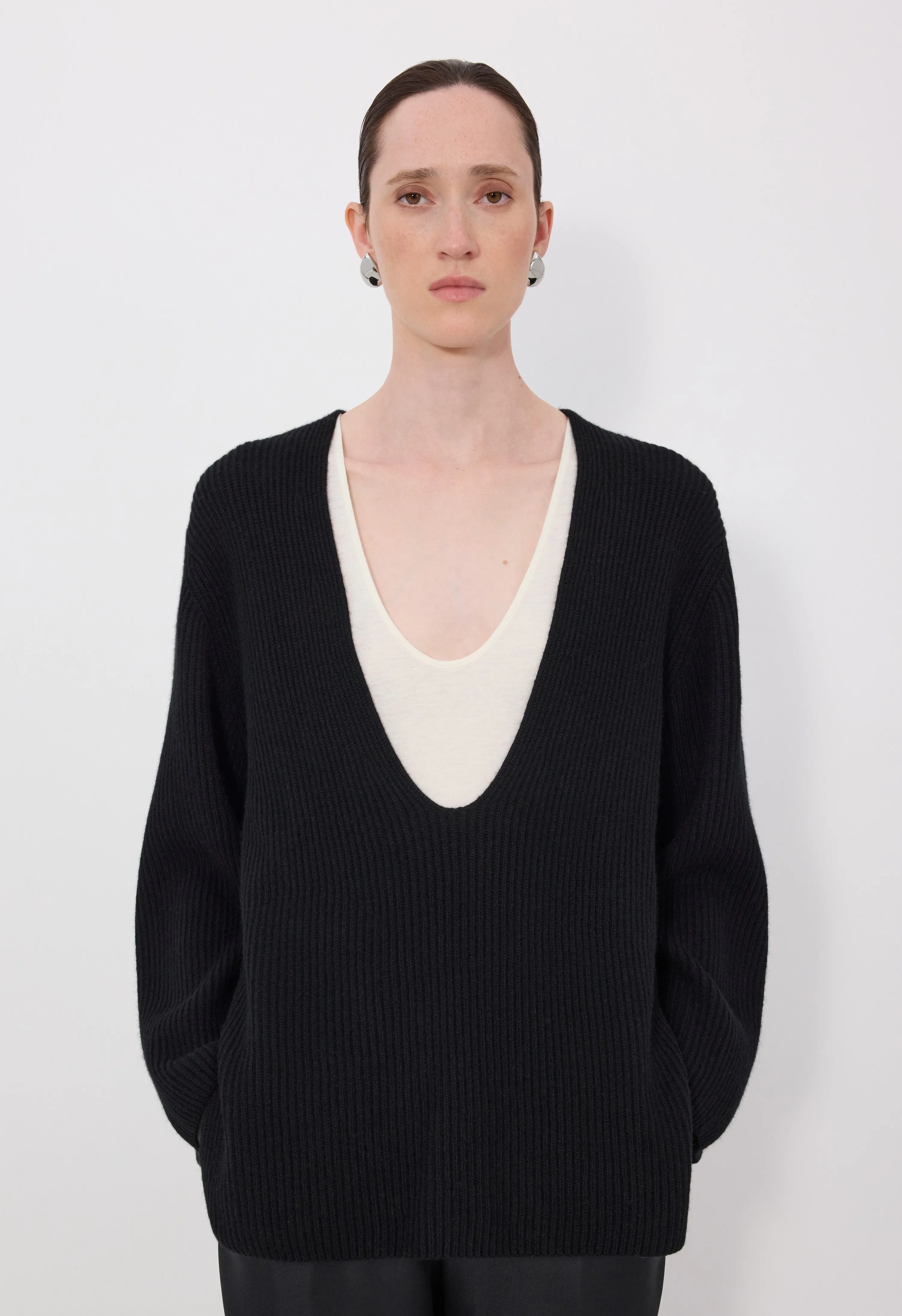 GABE U neck ribbed cashmere sweater sold by Loulou De Saison product image thumbnail 4