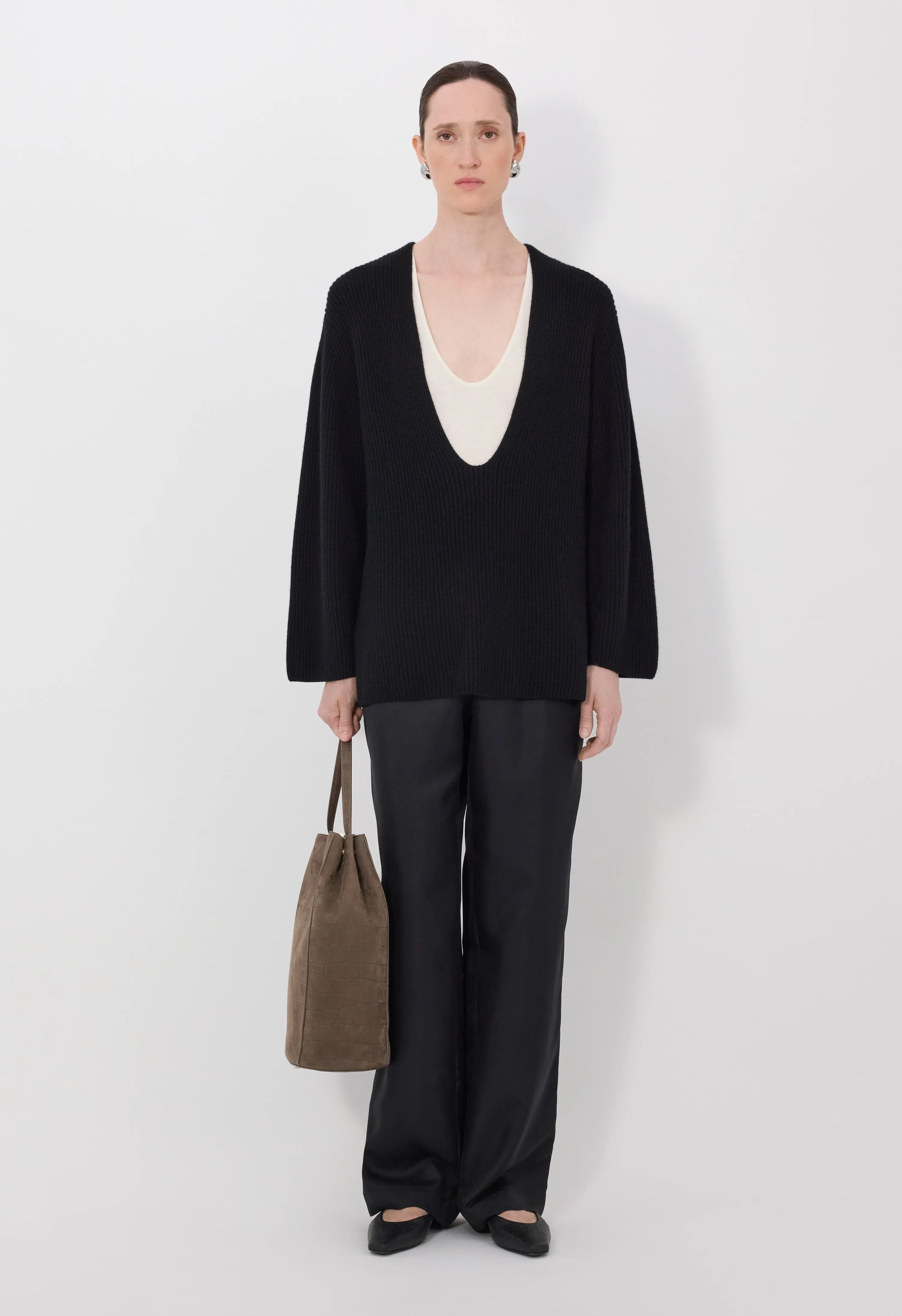 GABE U neck ribbed cashmere sweater sold by Loulou De Saison