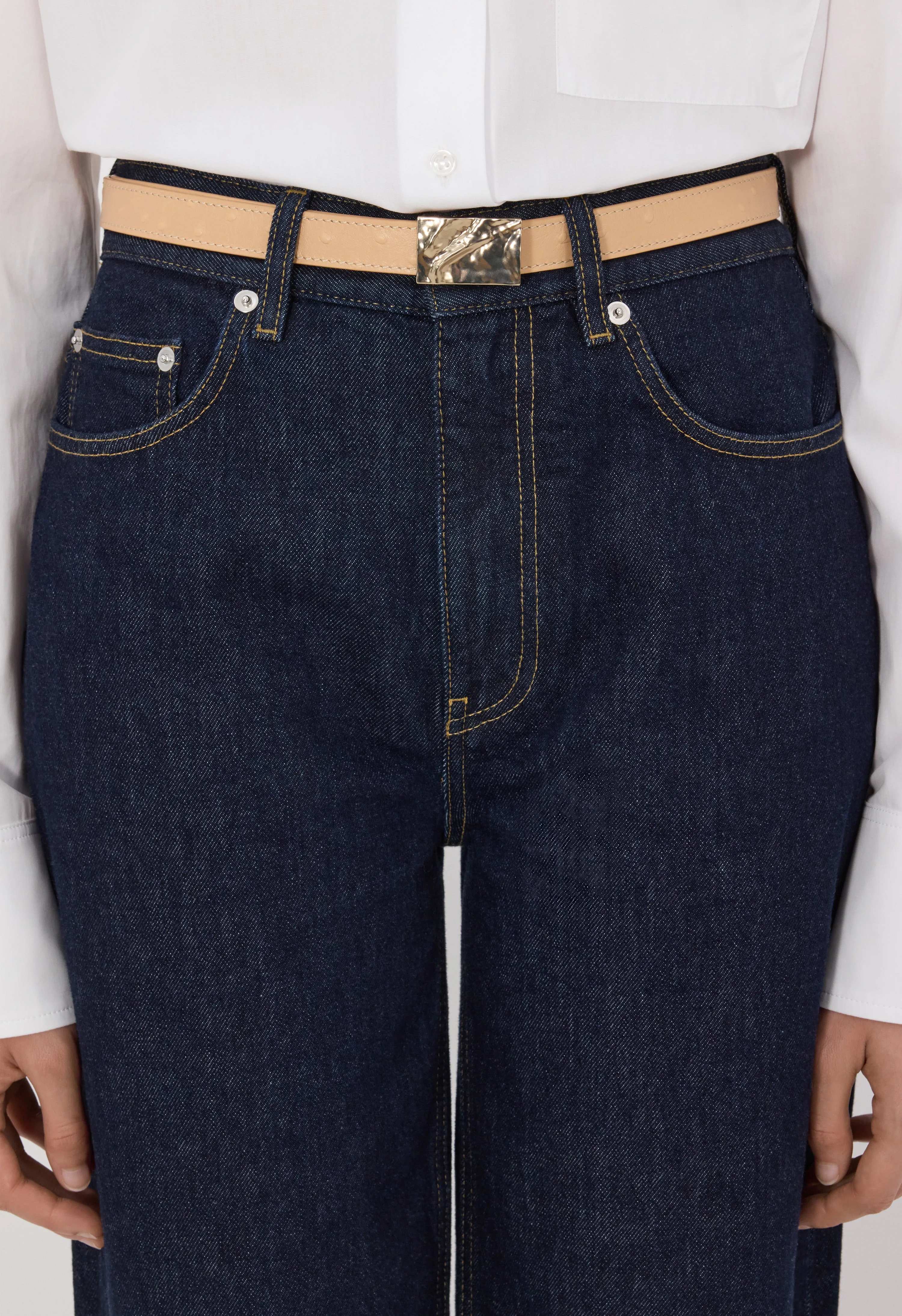 CEYLON Ostrich-effect leather belt sold by Loulou De Saison product image thumbnail 2