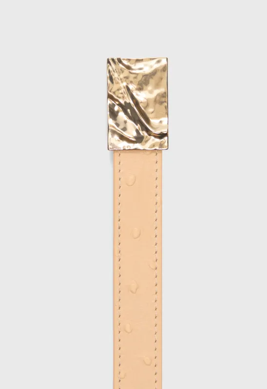 CEYLON Ostrich-effect leather belt made by Loulou De Saison